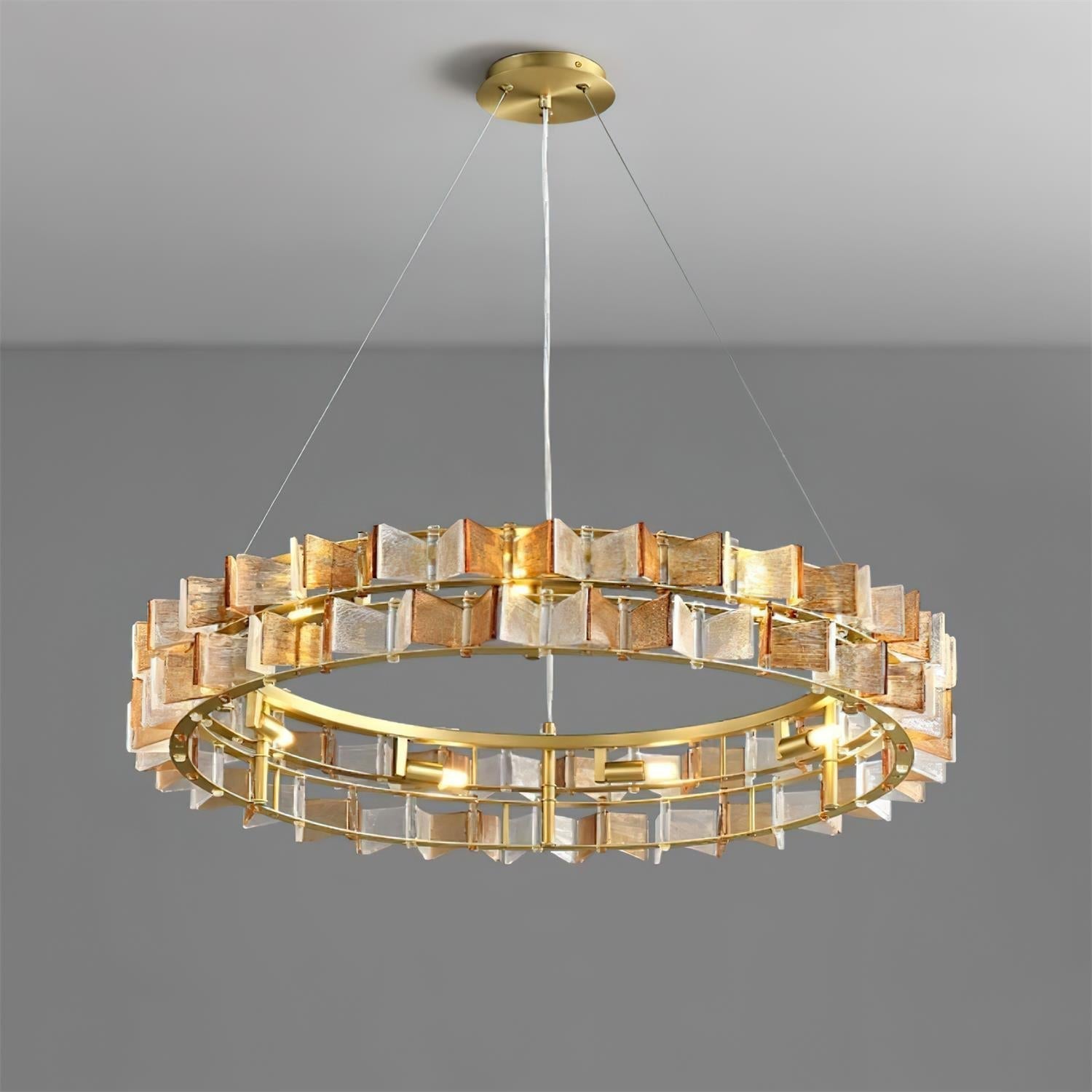 Celvara Lustre Vintage en Verre Doré - Neutralighting