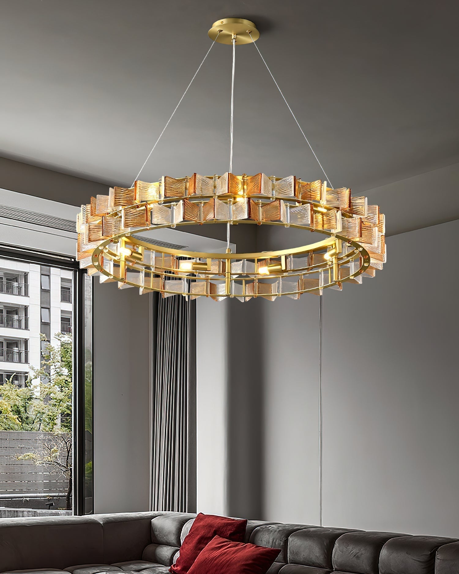 Celvara Lustre Vintage en Verre Doré - Neutralighting