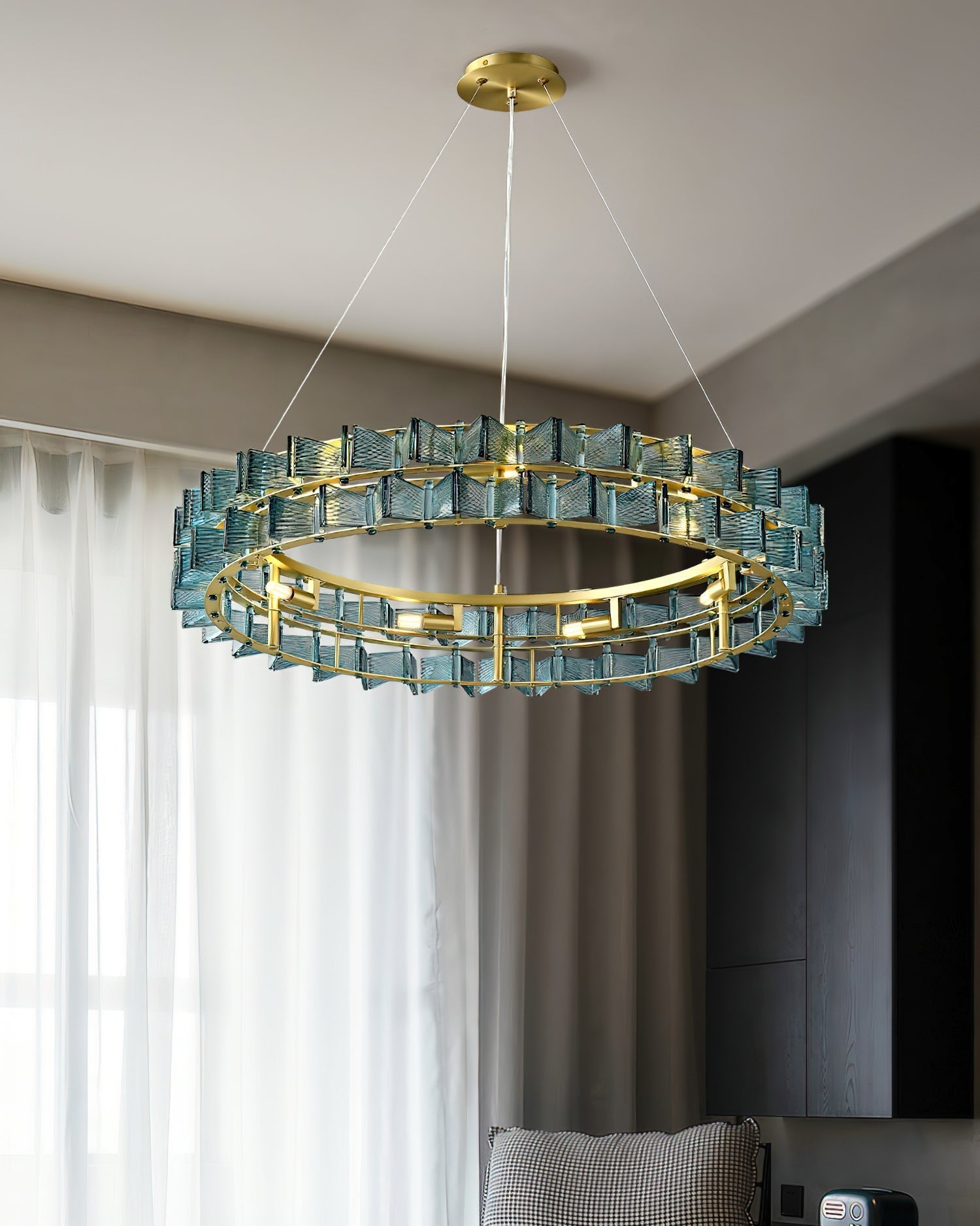 Celvara Lustre Vintage en Verre Doré - Neutralighting