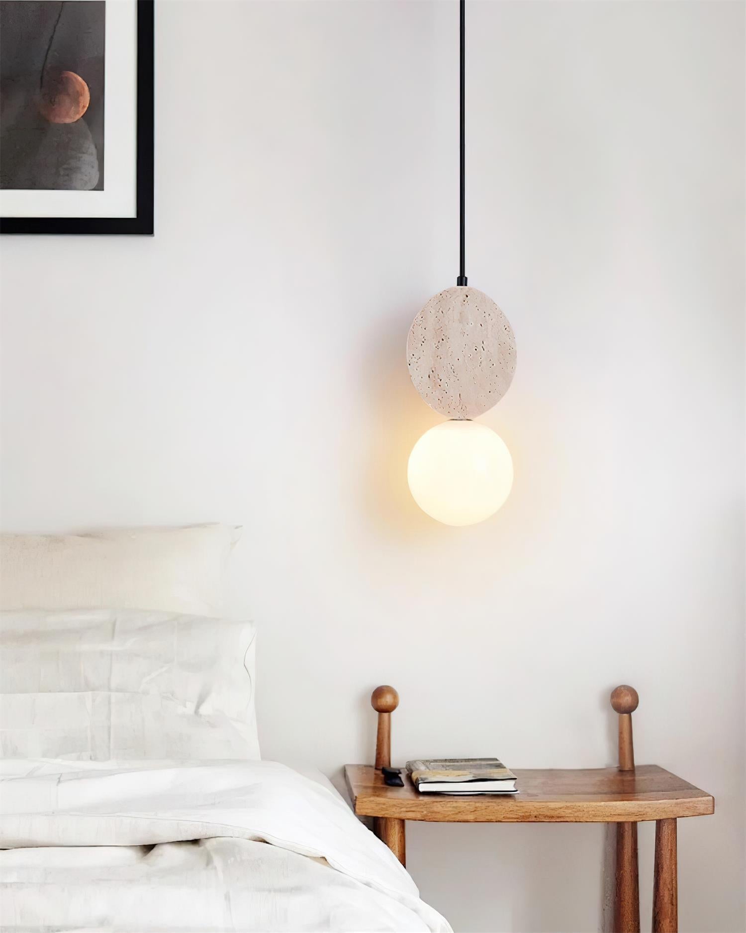 Lunara Suspension Géométrique en Travertin - Neutralighting