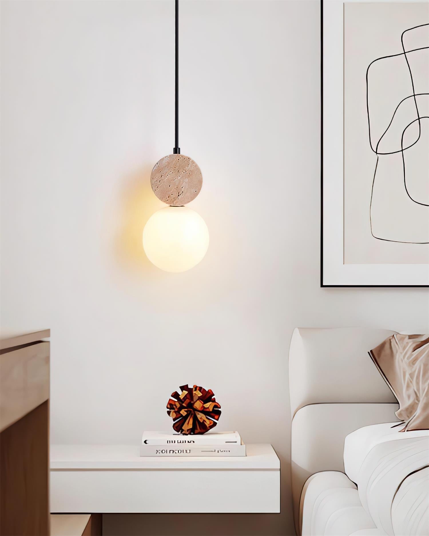 Lunara Suspension Géométrique en Travertin - Neutralighting