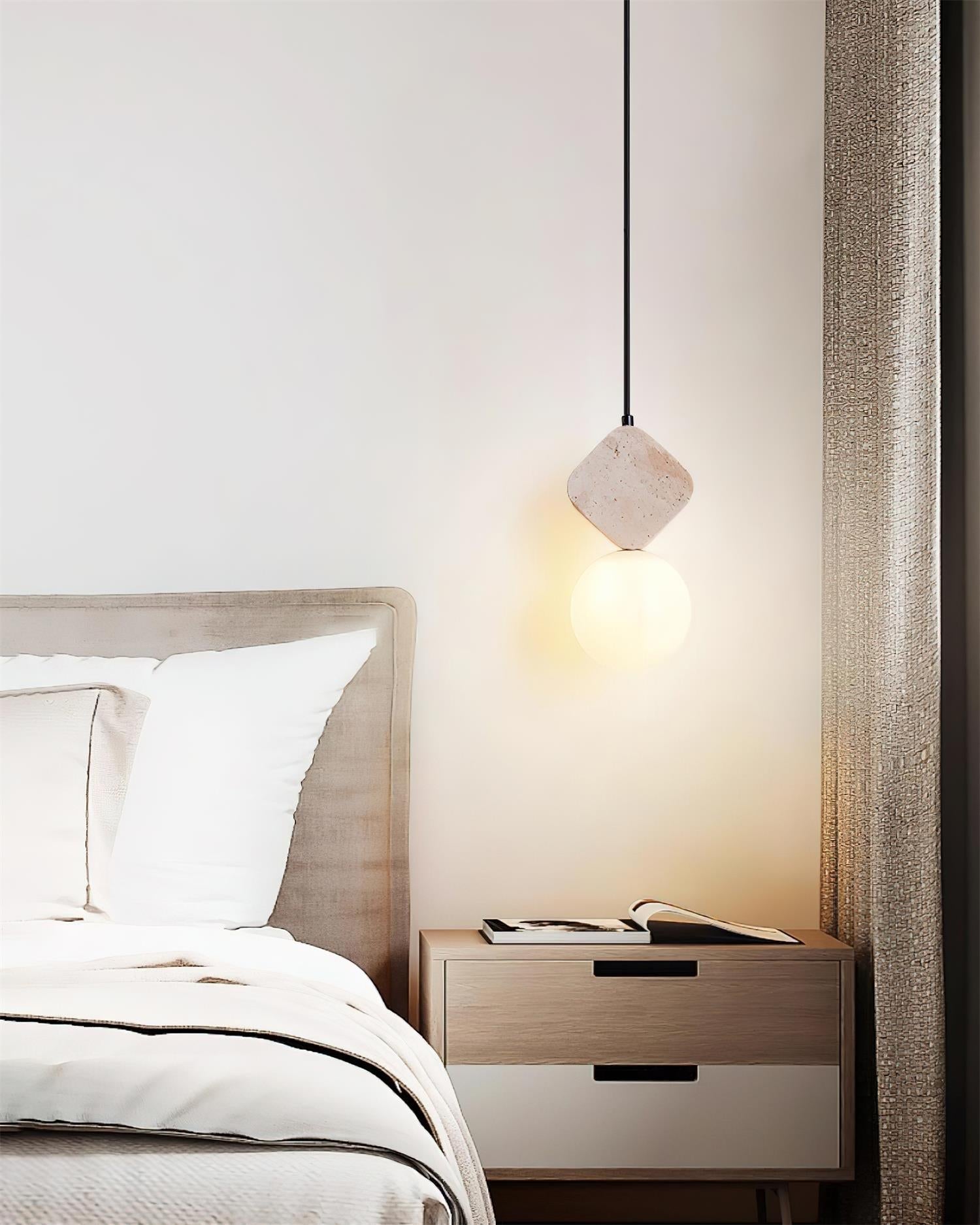 Lunara Suspension Géométrique en Travertin - Neutralighting