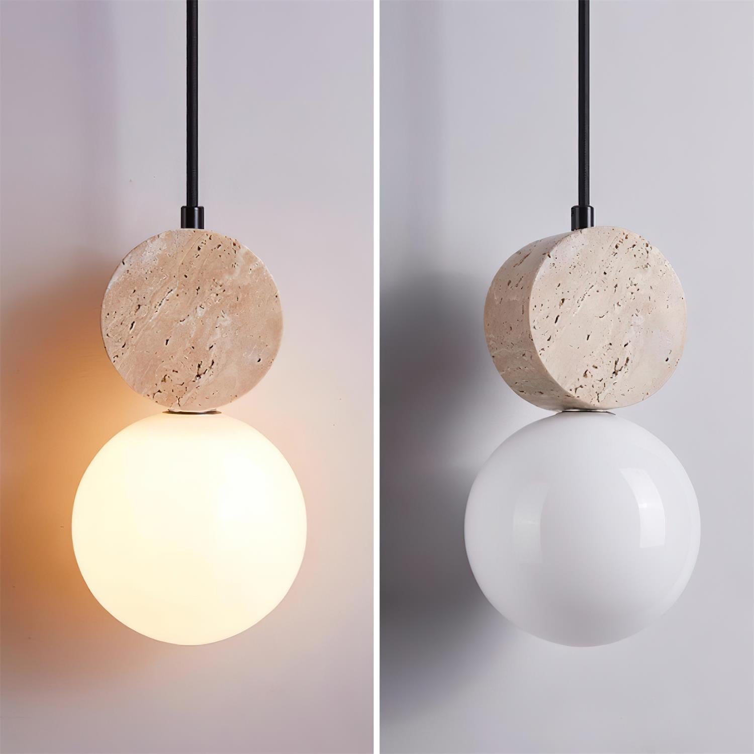 Lunara Suspension Géométrique en Travertin - Neutralighting