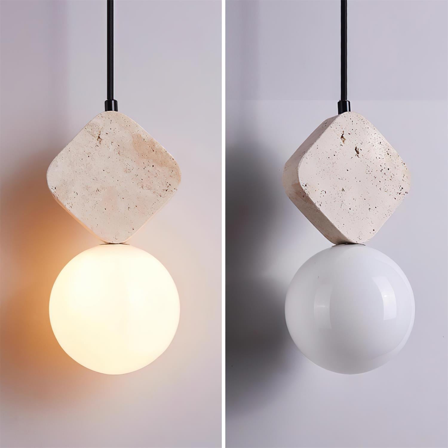 Lunara Suspension Géométrique en Travertin - Neutralighting