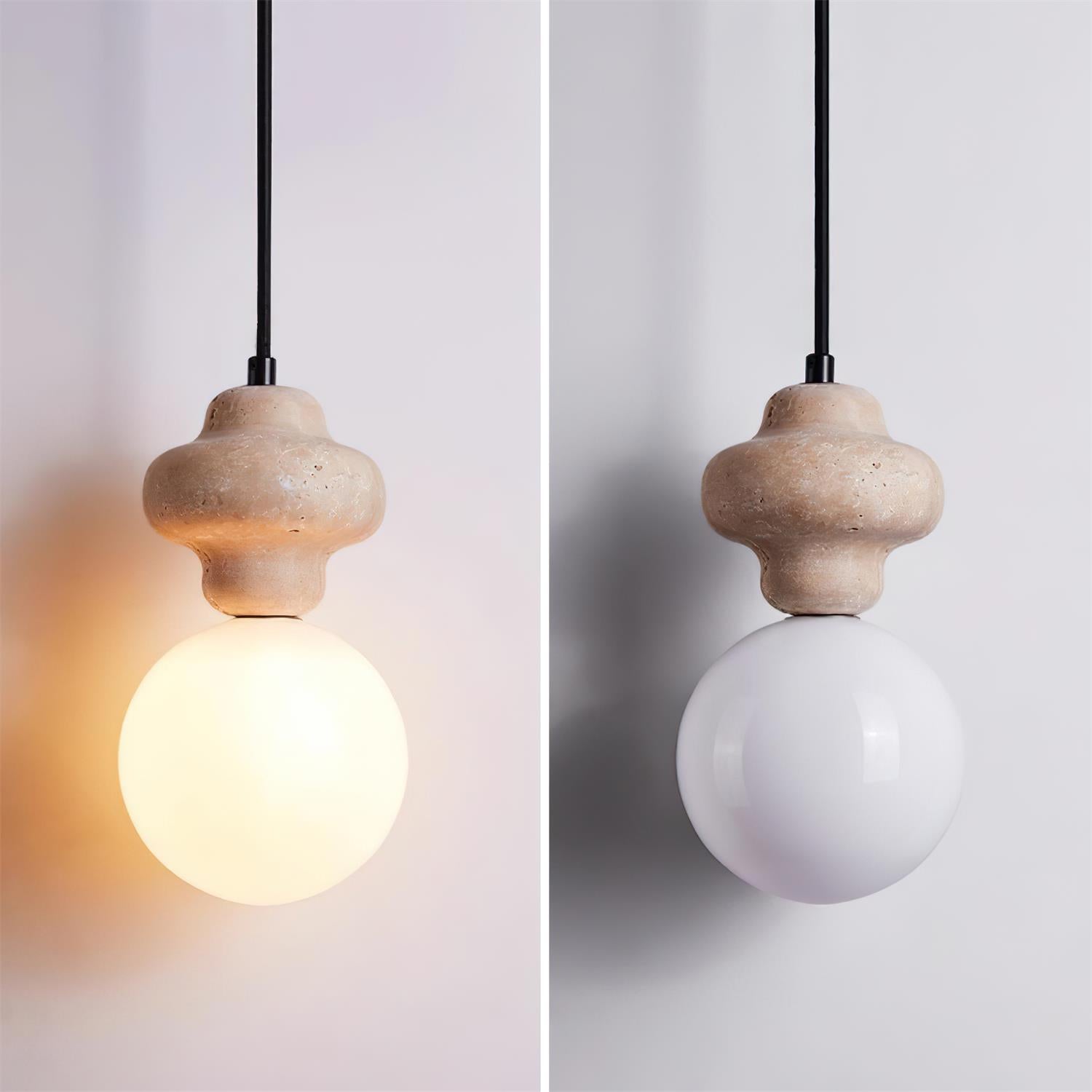 Lunara Suspension Géométrique en Travertin - Neutralighting