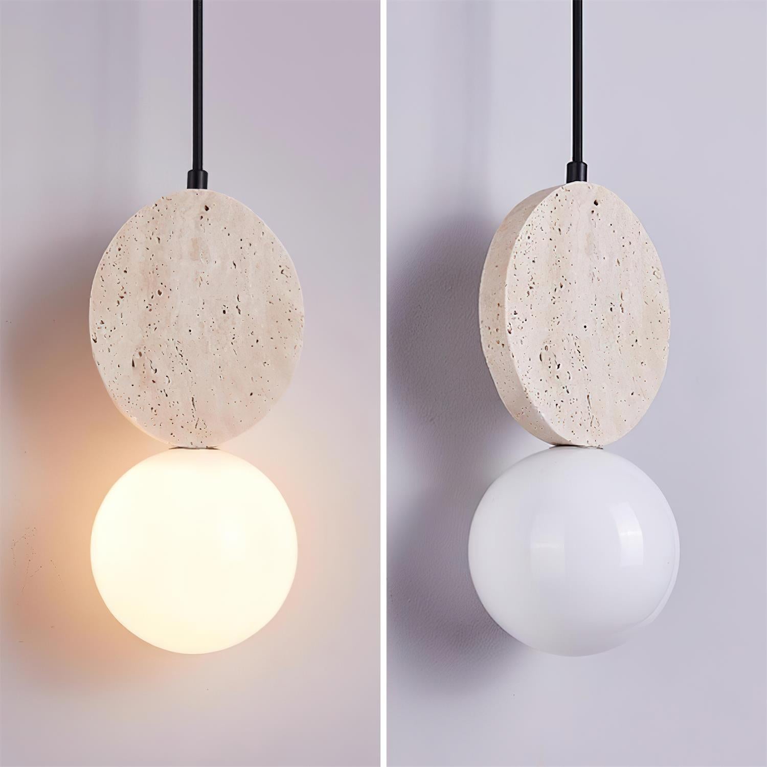 Lunara Suspension Géométrique en Travertin - Neutralighting