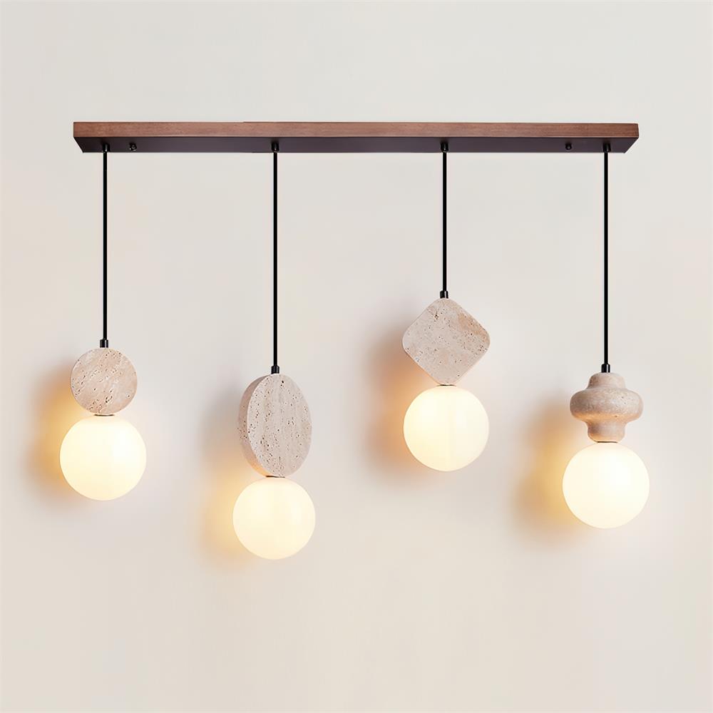 Lunara Suspension Géométrique en Travertin - Neutralighting