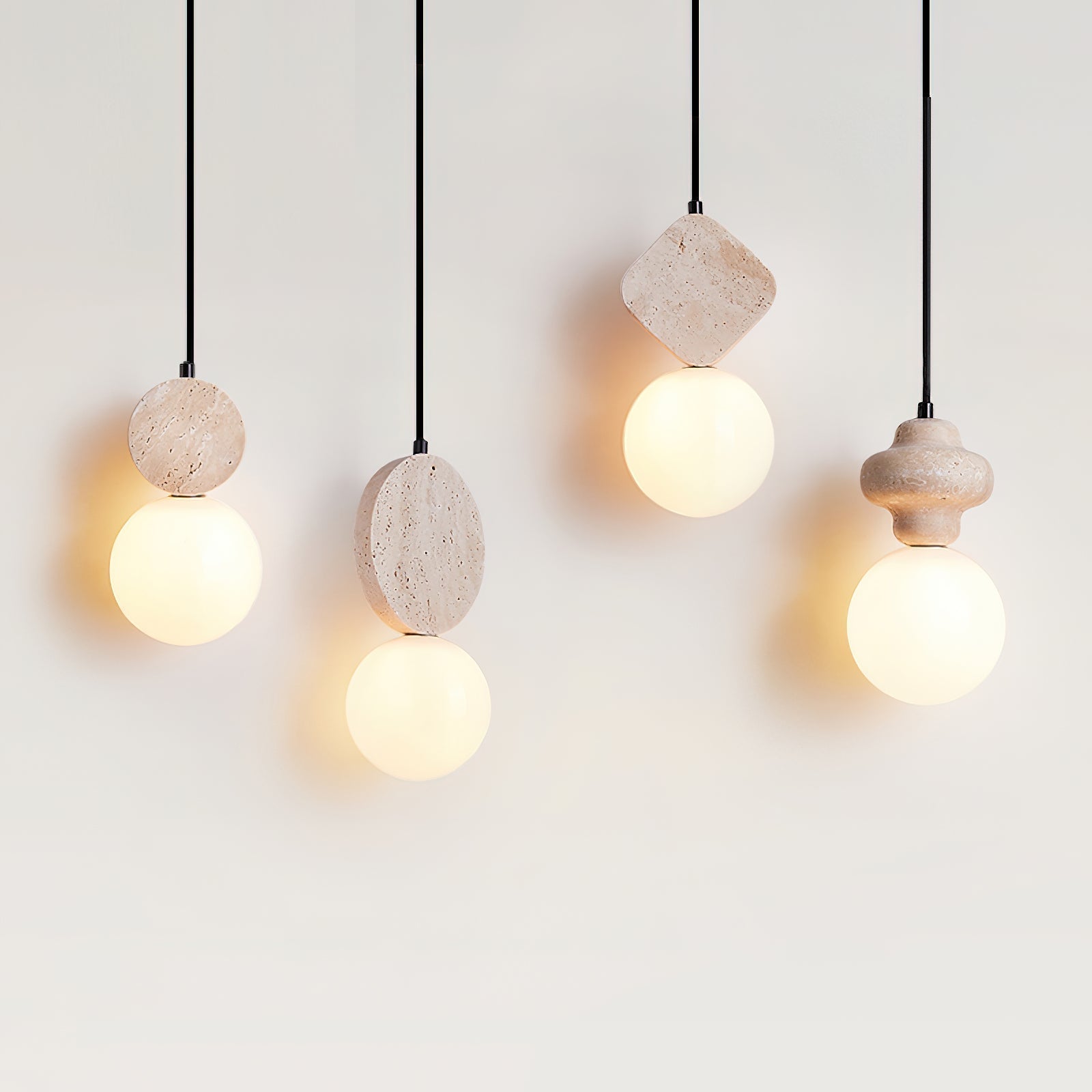 Lunara Suspension Géométrique en Travertin - Neutralighting