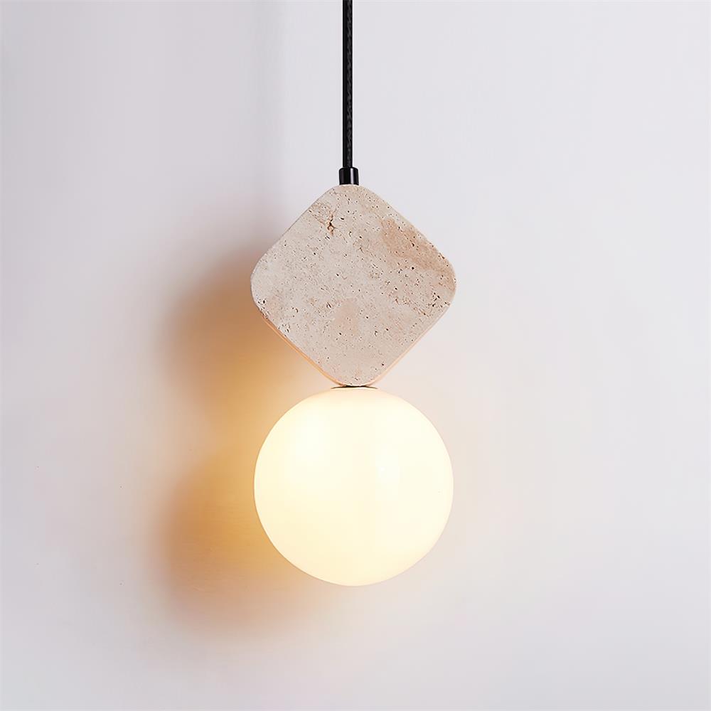 Lunara Suspension Géométrique en Travertin - Neutralighting