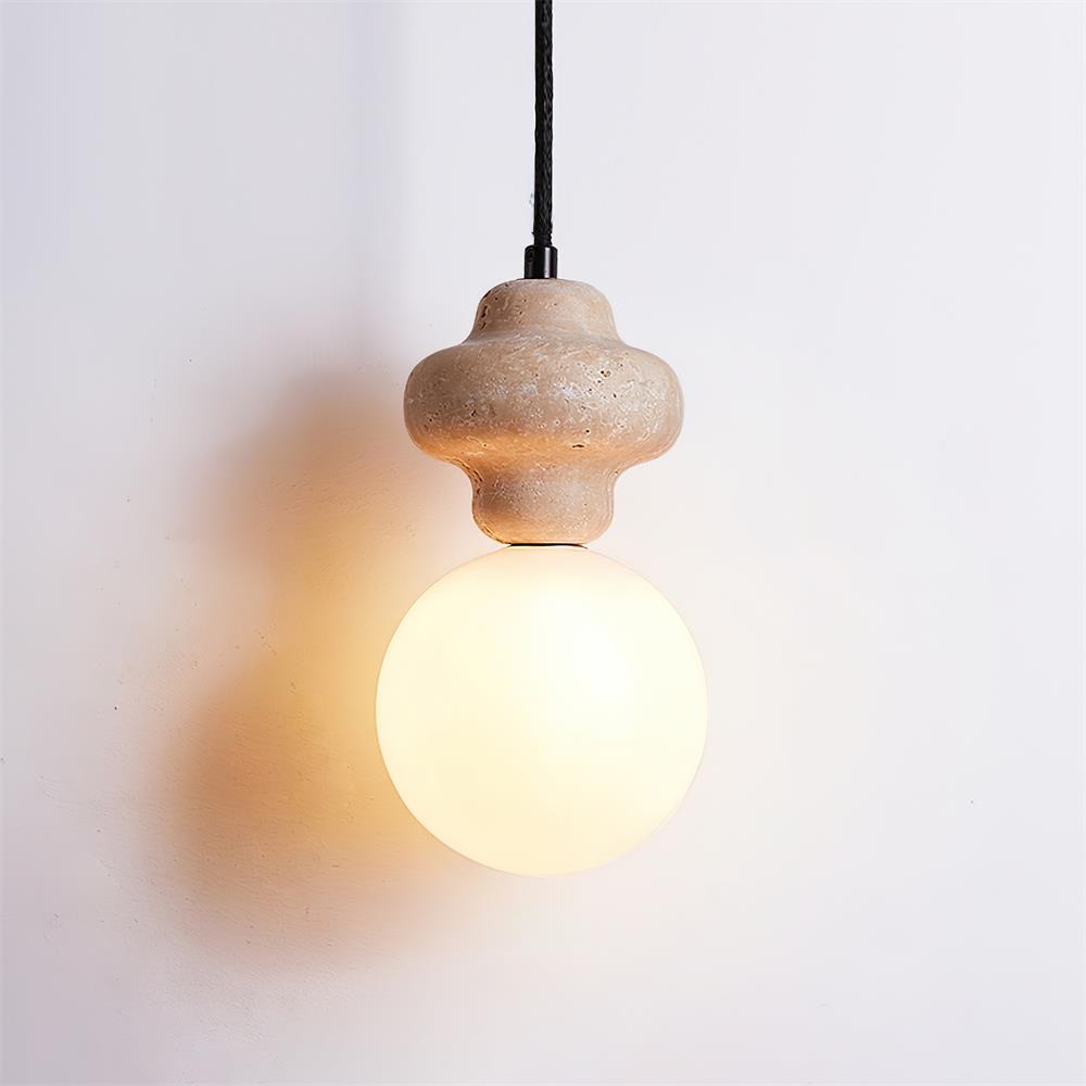 Lunara Suspension Géométrique en Travertin - Neutralighting