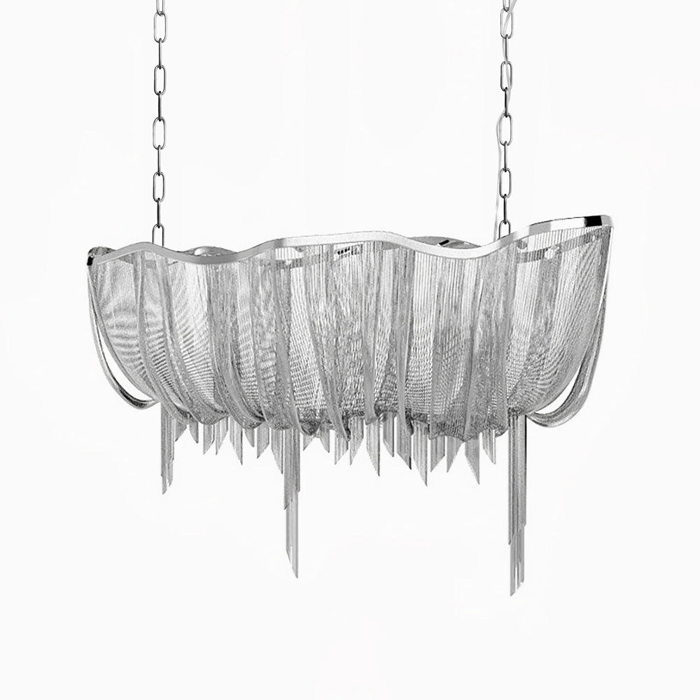 Lustra Chandelier en Chaînes d'Aluminium Nickel Scintillant - Neutralighting