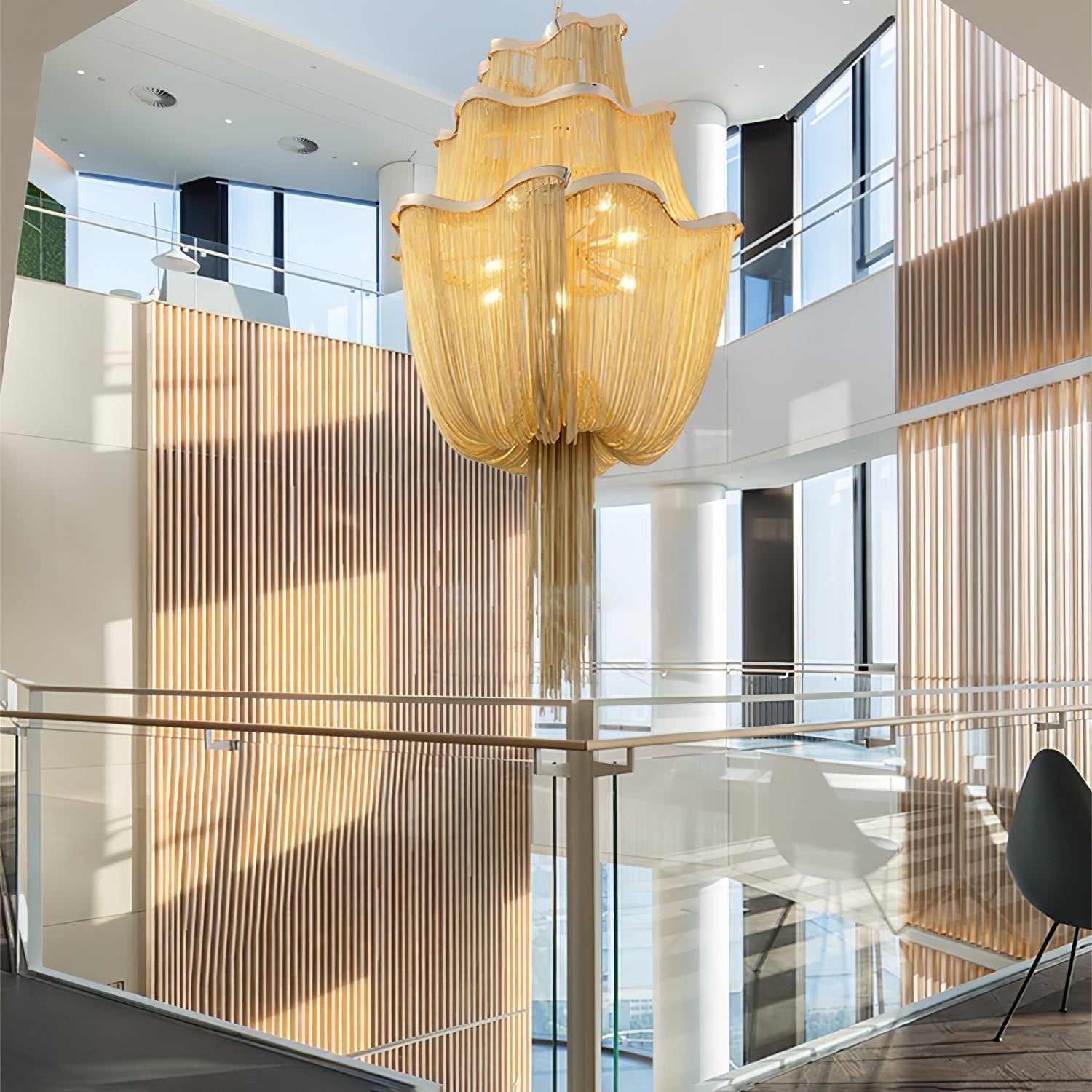 Lustra Chandelier en Chaînes d'Aluminium Nickel Scintillant - Neutralighting