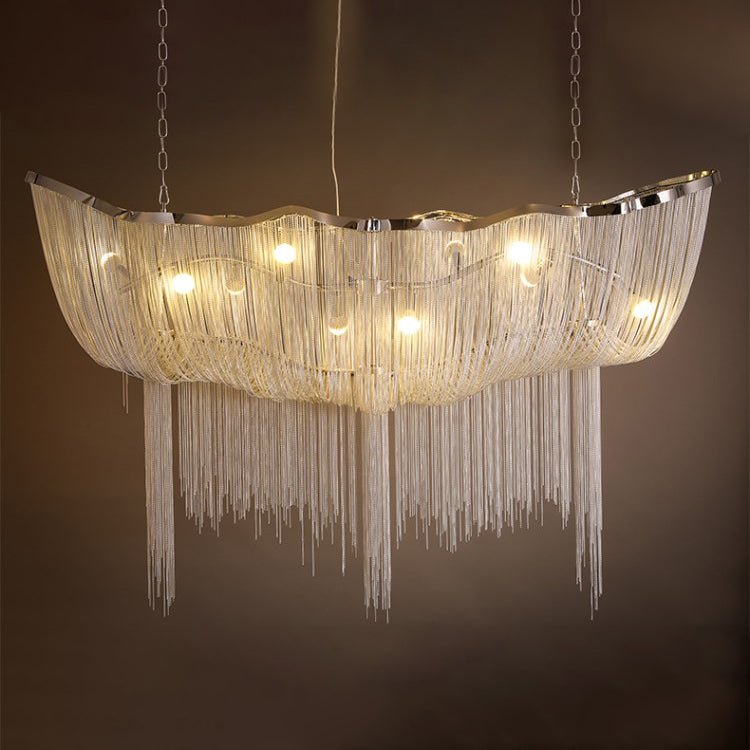 Lustra Chandelier en Chaînes d'Aluminium Nickel Scintillant - Neutralighting