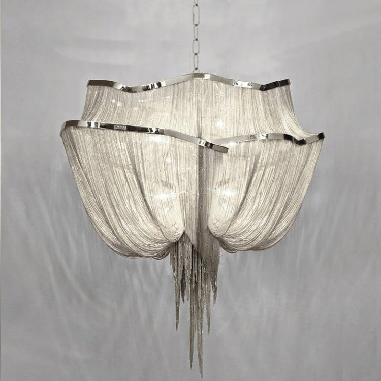 Lustra Chandelier en Chaînes d'Aluminium Nickel Scintillant - Neutralighting