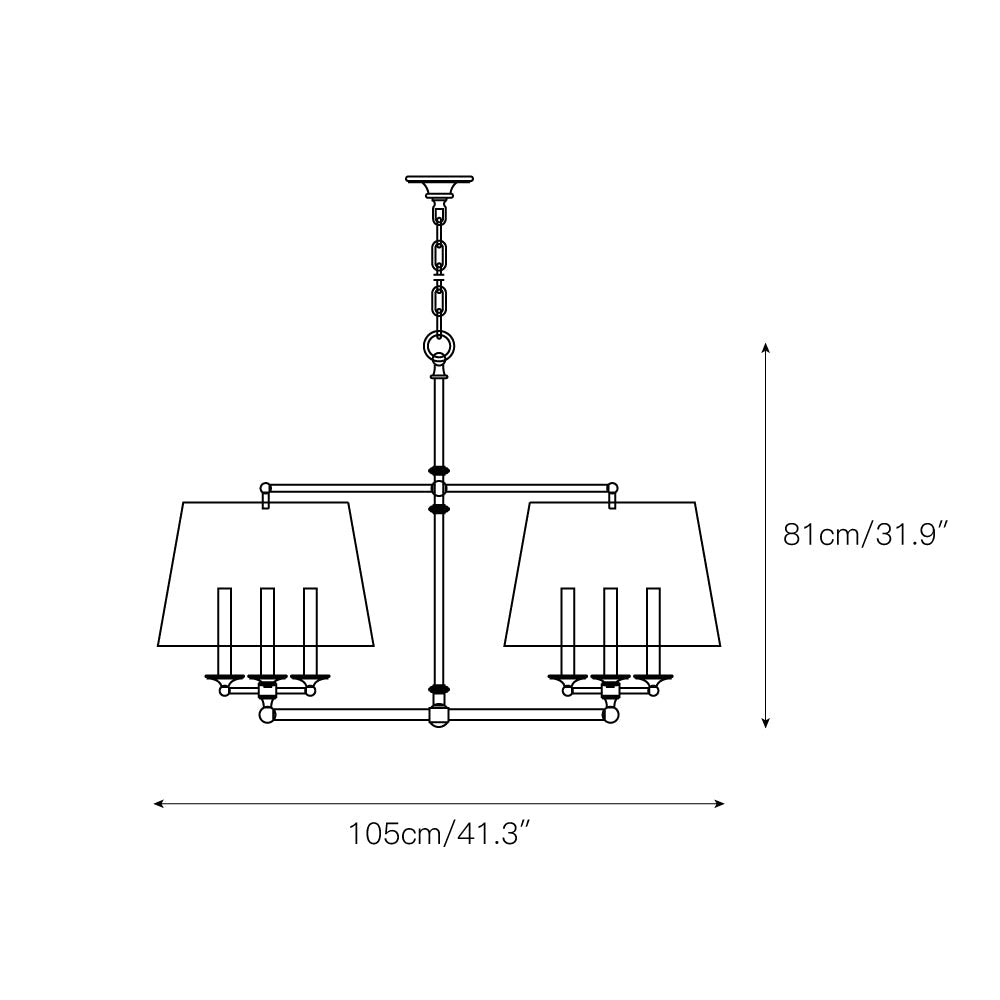 Chandelier en Laiton et Tissu Vintage d'Art Classique avec Incrustation - Neutralighting