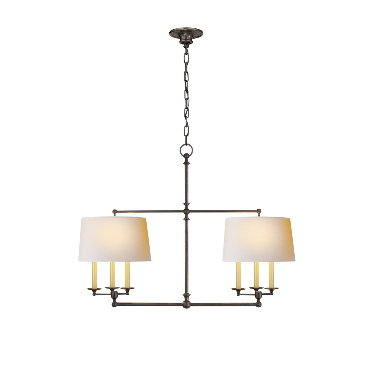 Chandelier en Laiton et Tissu Vintage d'Art Classique avec Incrustation - Neutralighting