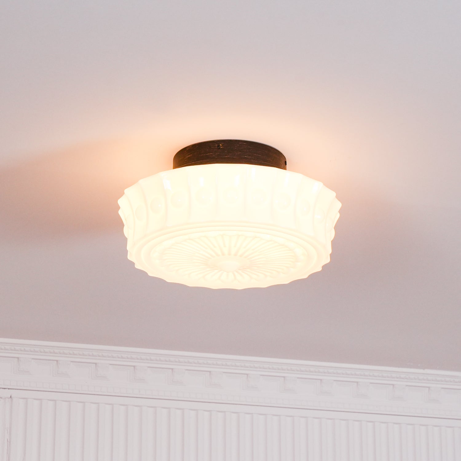 Solara Plafonnier en Verre Blanc Floral pour Salon - Neutralighting