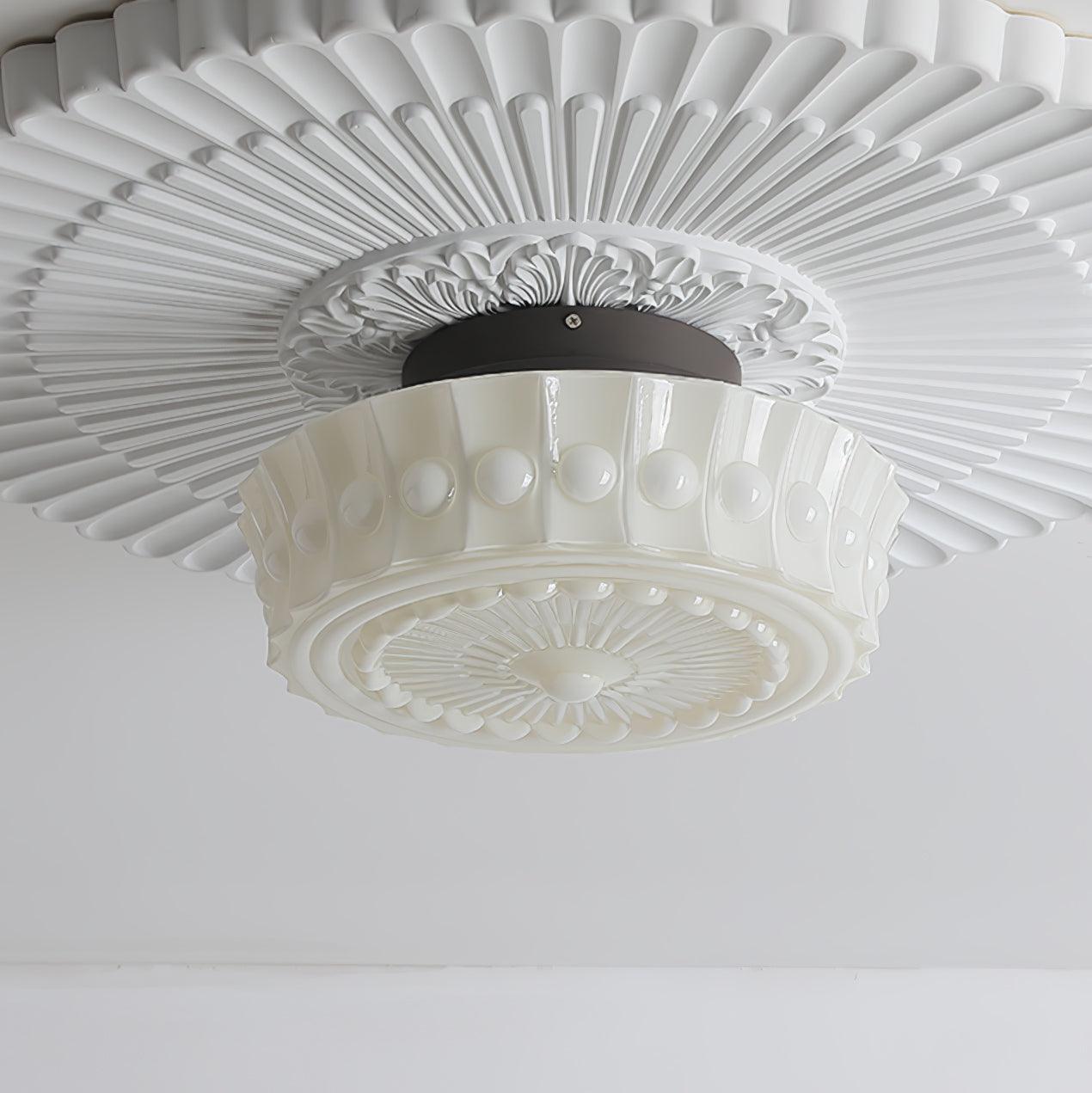 Solara Plafonnier en Verre Blanc Floral pour Salon - Neutralighting