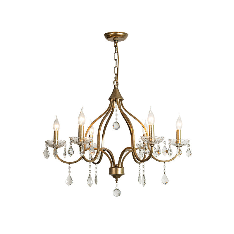 Breathe Luxury Vintage Brass Metal Crystal Chandelier - Lamp Copper