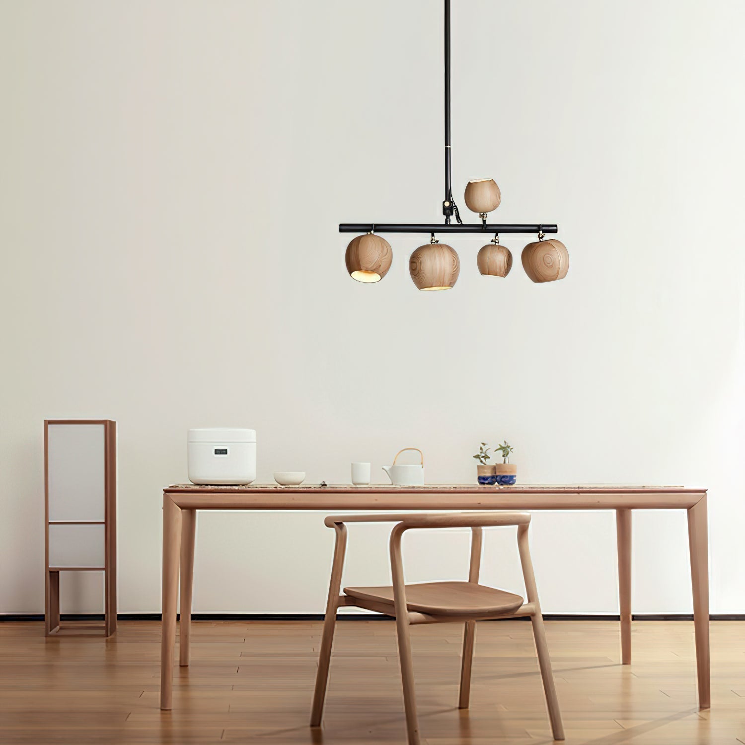 Avelira Rustic Wood Globe Linear Pendant Light - Blowlighting