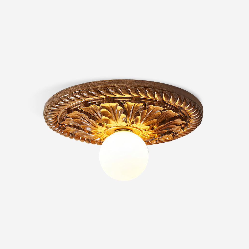Corvella Plafonnier Bois Sculpté Vintage - Neutralighting