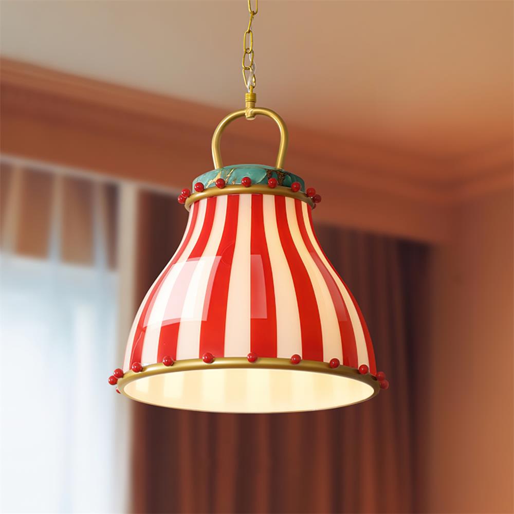 Flick Lampe Pendante en Verre Rayures Rouges et Blanches - Neutralighting