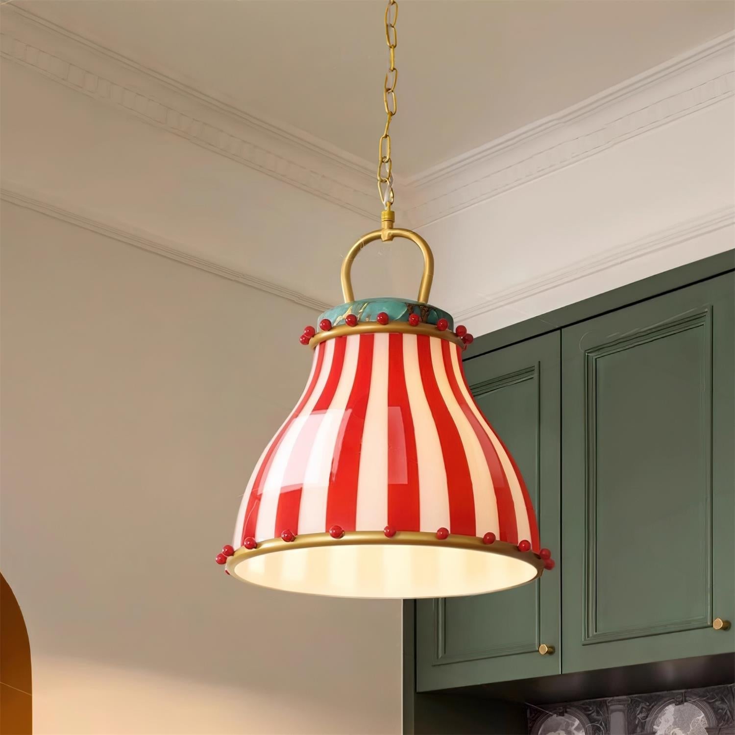 Flick Lampe Pendante en Verre Rayures Rouges et Blanches - Neutralighting