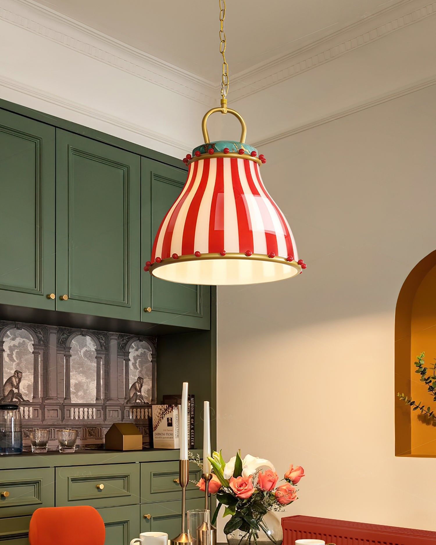 Flick Lampe Pendante en Verre Rayures Rouges et Blanches - Neutralighting