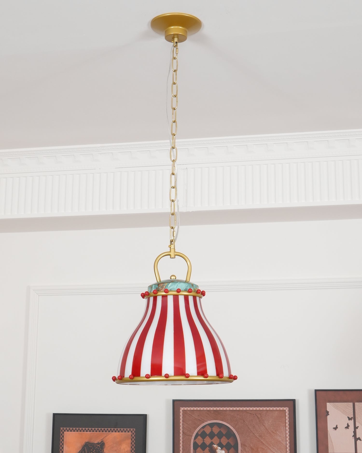 Flick Lampe Pendante en Verre Rayures Rouges et Blanches - Neutralighting