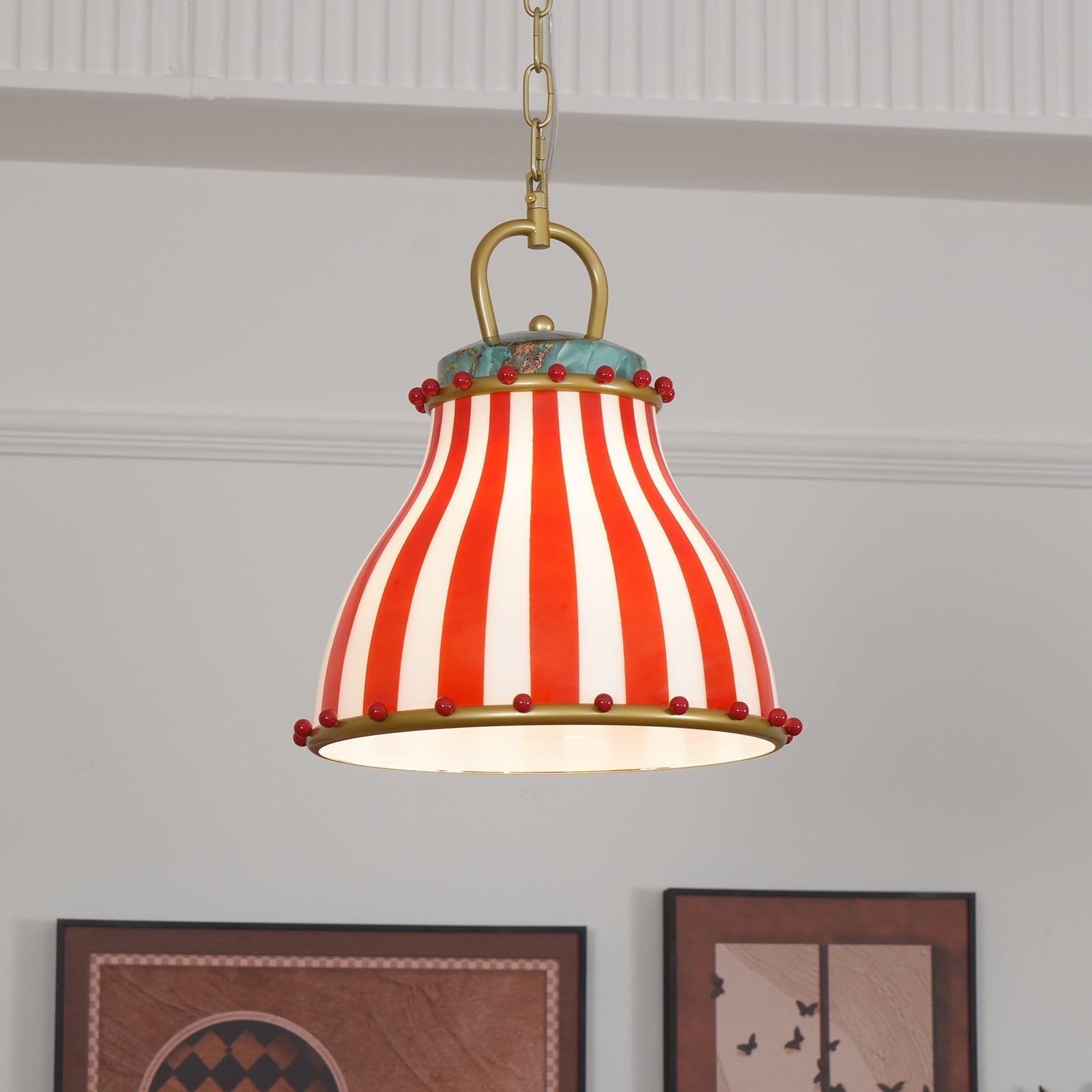 Flick Lampe Pendante en Verre Rayures Rouges et Blanches - Neutralighting