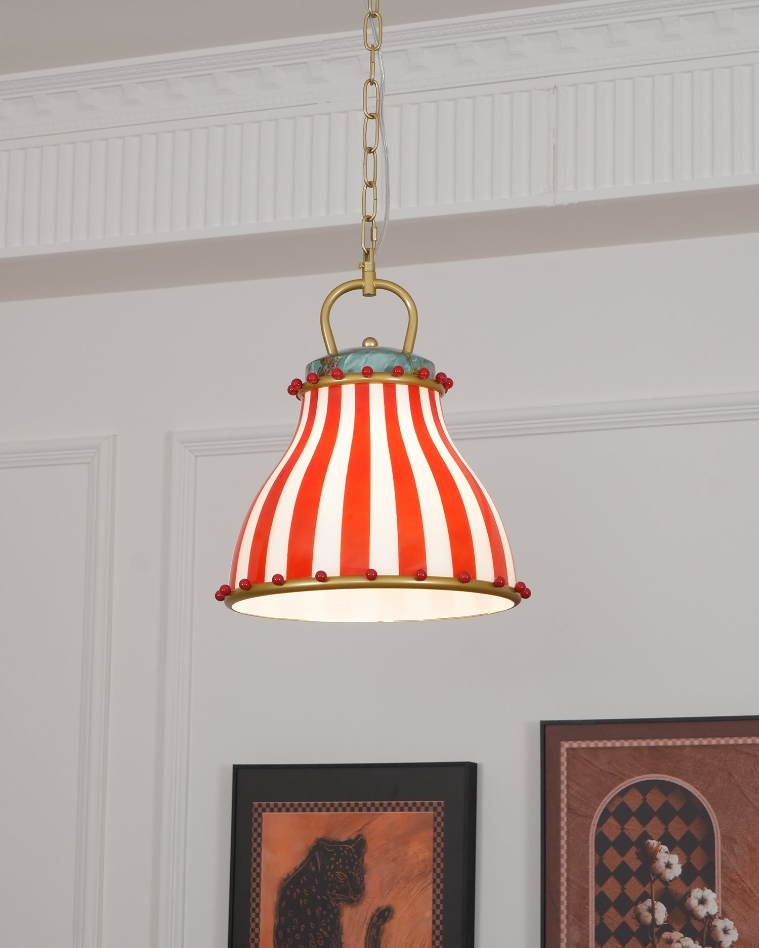 Flick Lampe Pendante en Verre Rayures Rouges et Blanches - Neutralighting