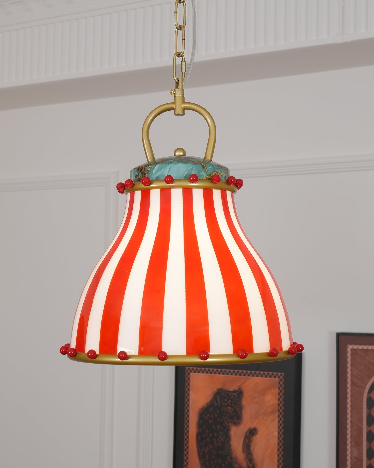 Flick Lampe Pendante en Verre Rayures Rouges et Blanches - Neutralighting