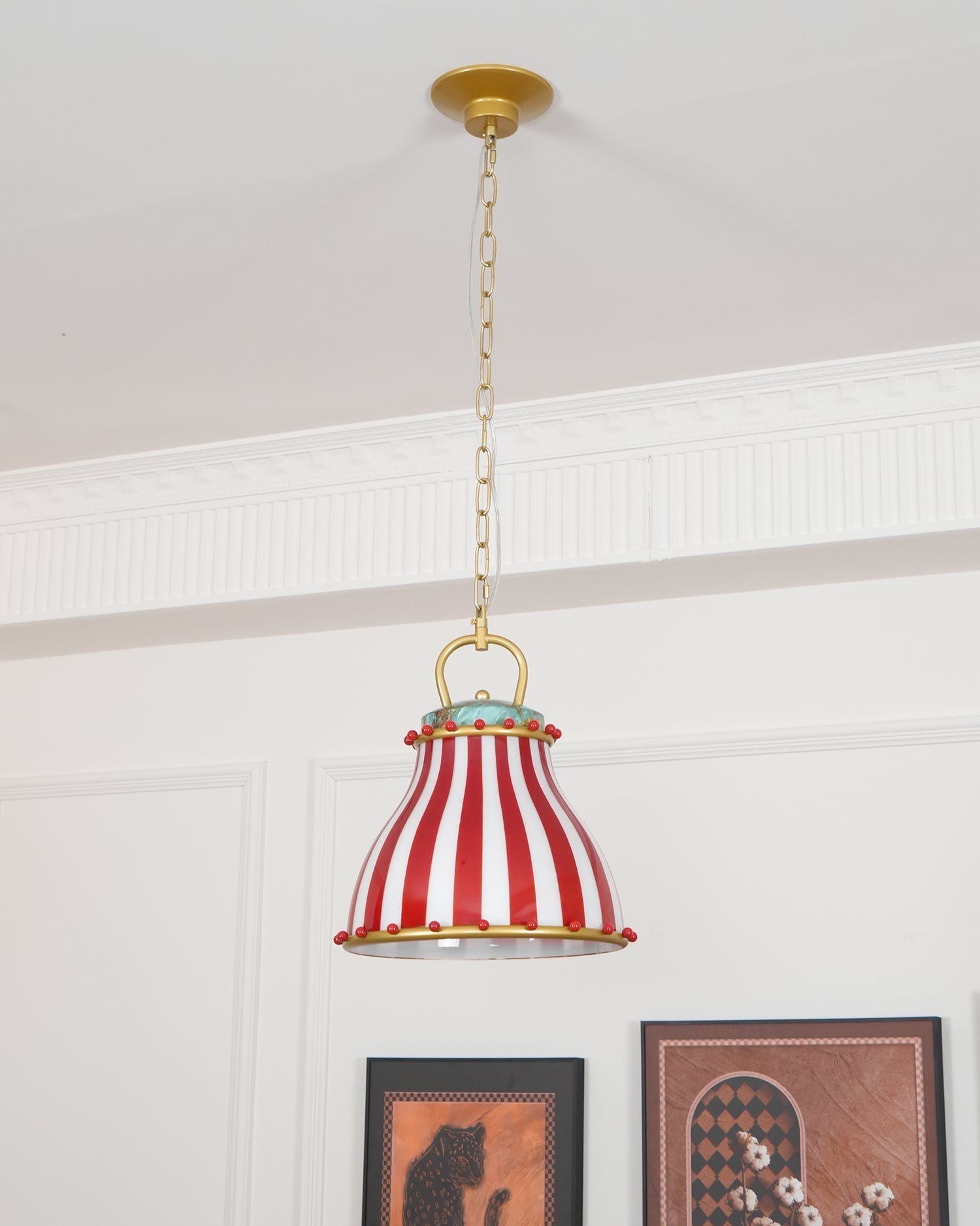 Flick Lampe Pendante en Verre Rayures Rouges et Blanches - Neutralighting