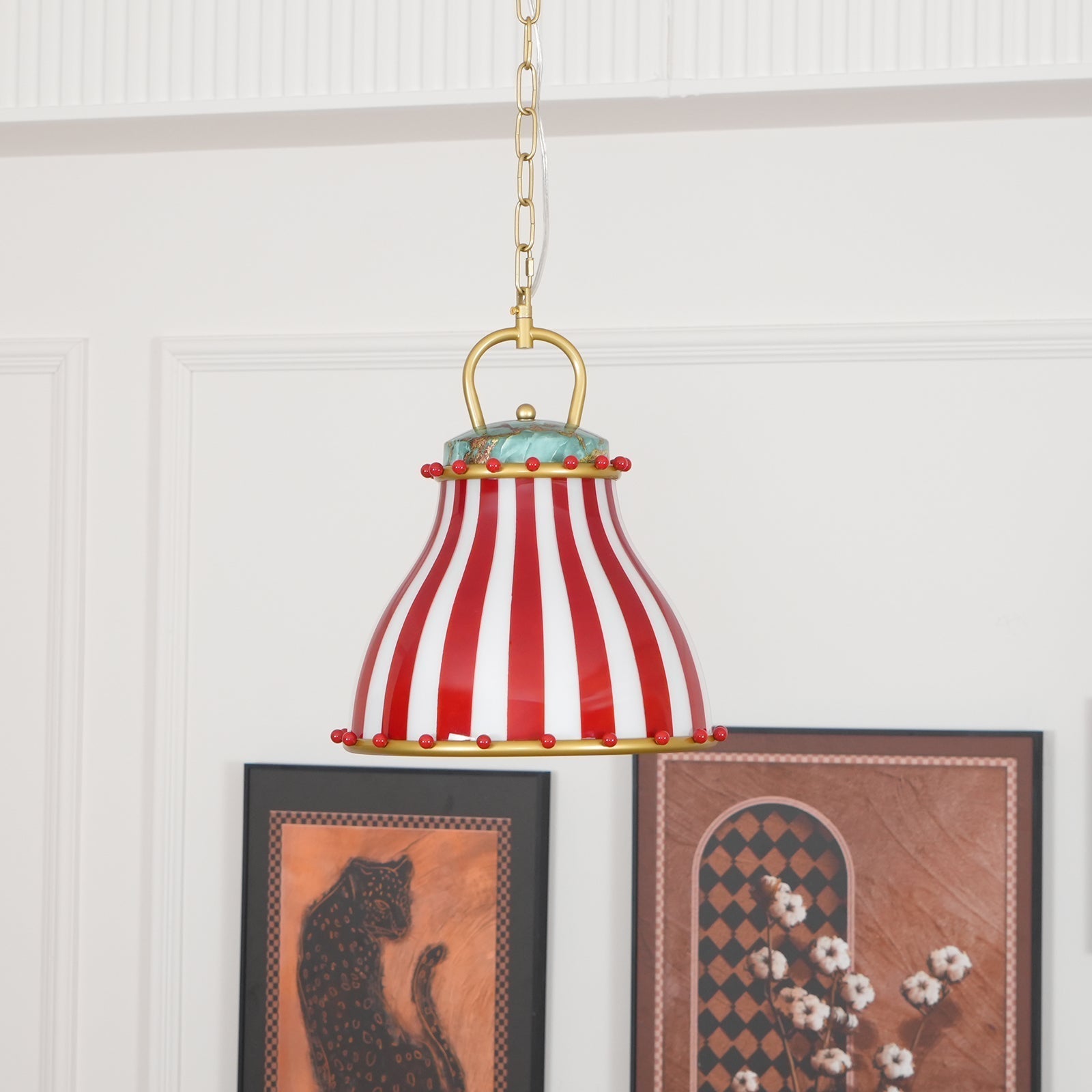 Flick Lampe Pendante en Verre Rayures Rouges et Blanches - Neutralighting