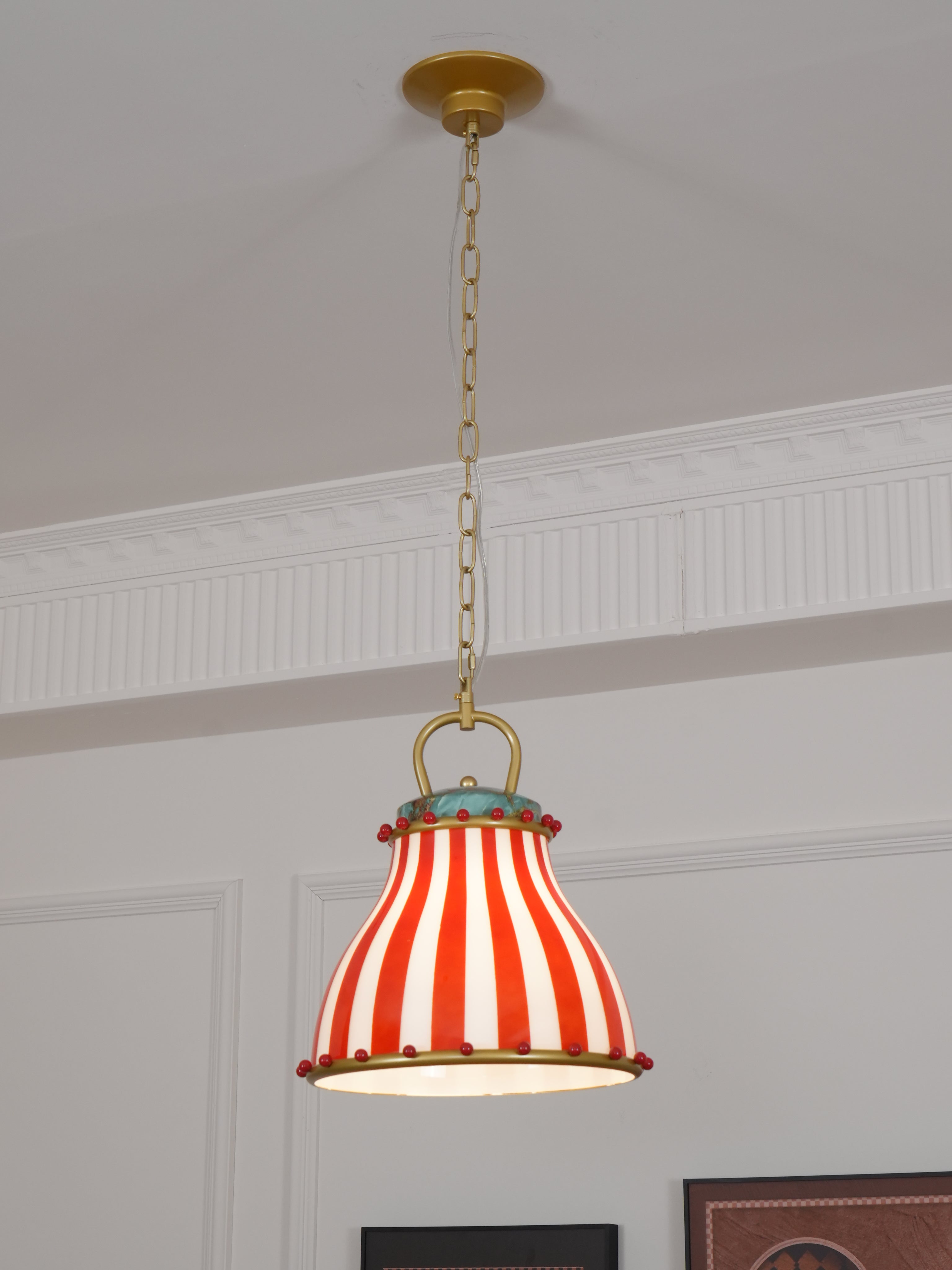 Flick Lampe Pendante en Verre Rayures Rouges et Blanches - Neutralighting