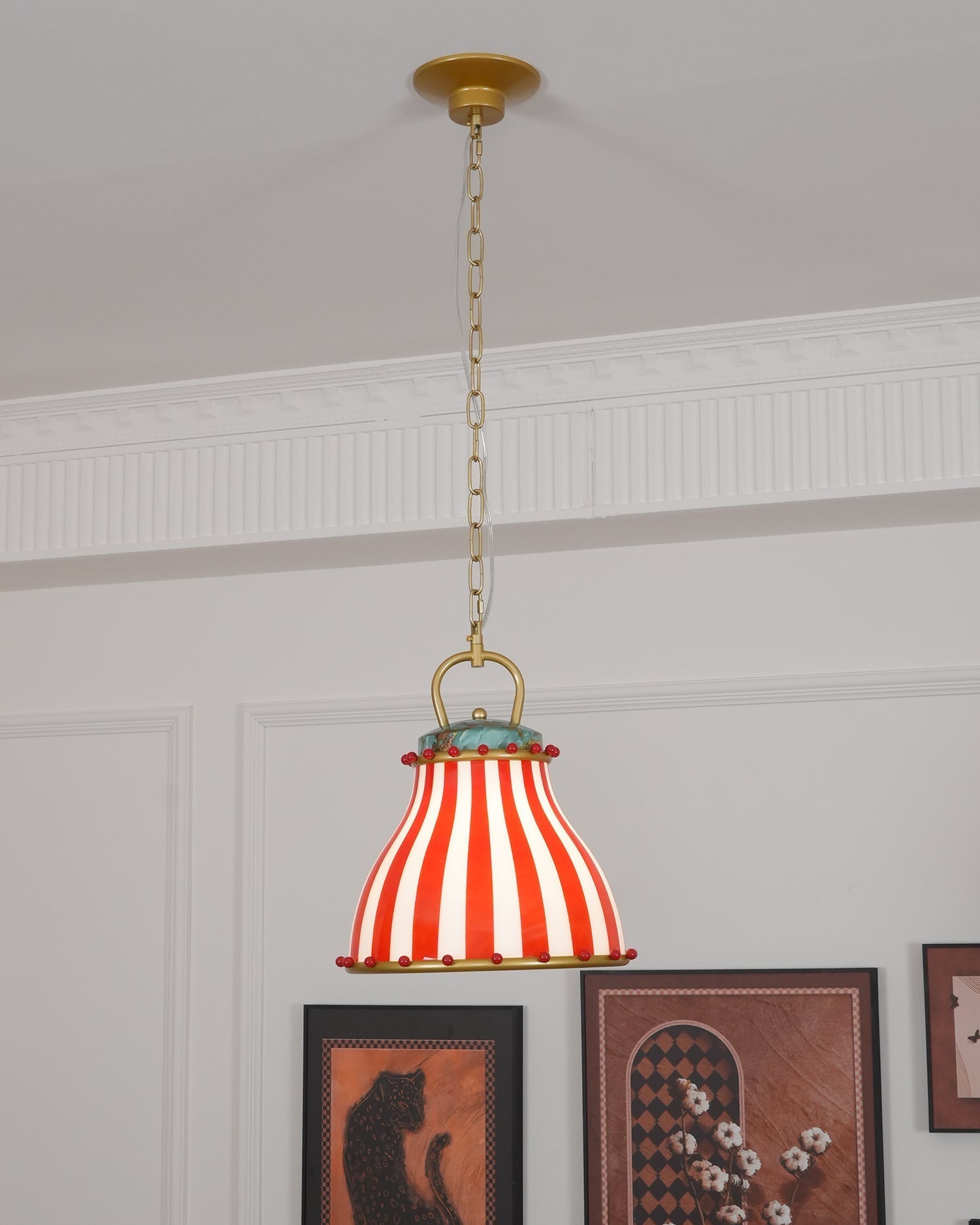 Flick Lampe Pendante en Verre Rayures Rouges et Blanches - Neutralighting