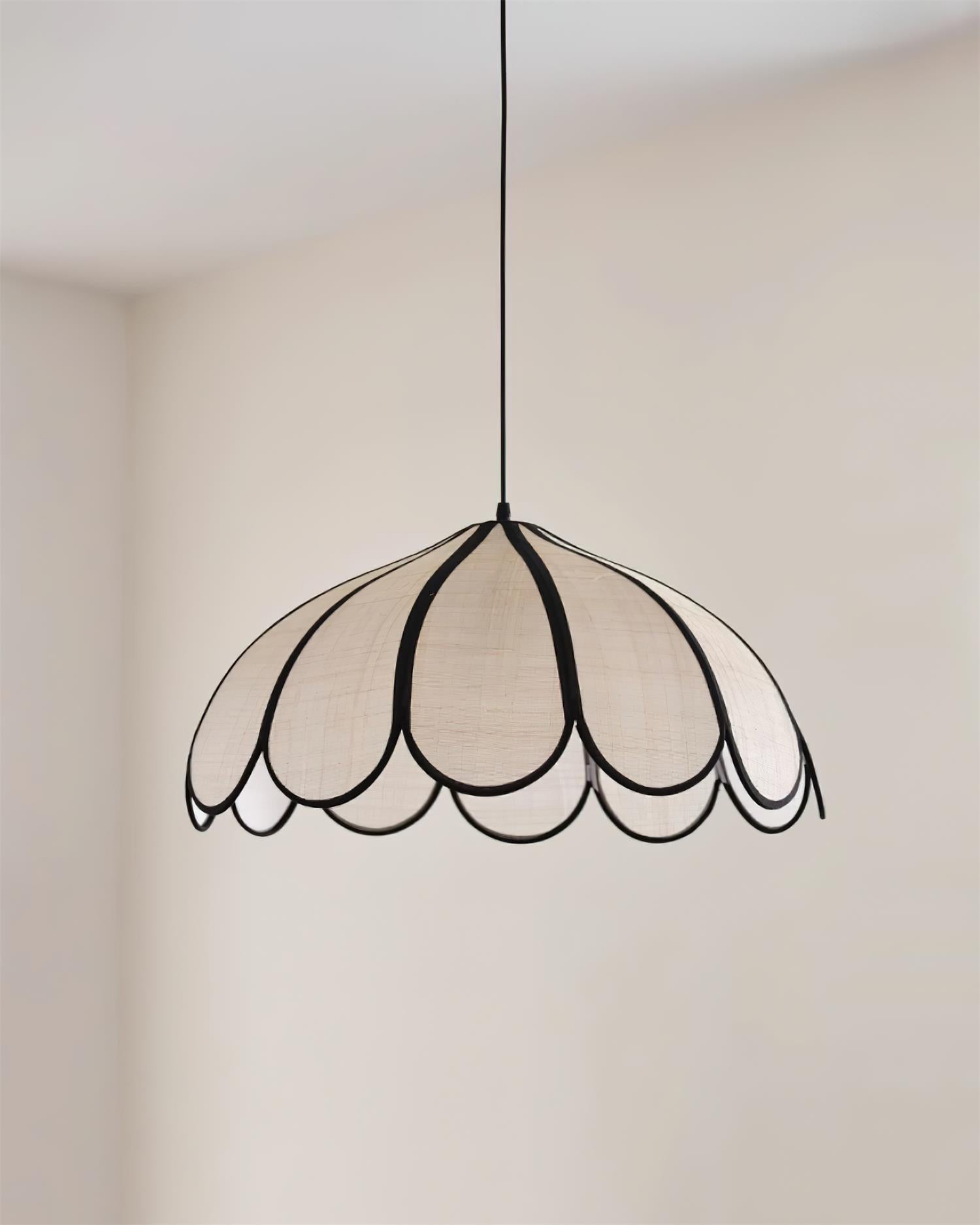 Pendant Lampe à Cadre Festonné en Fibre Végétale Minimaliste - Neutralighting