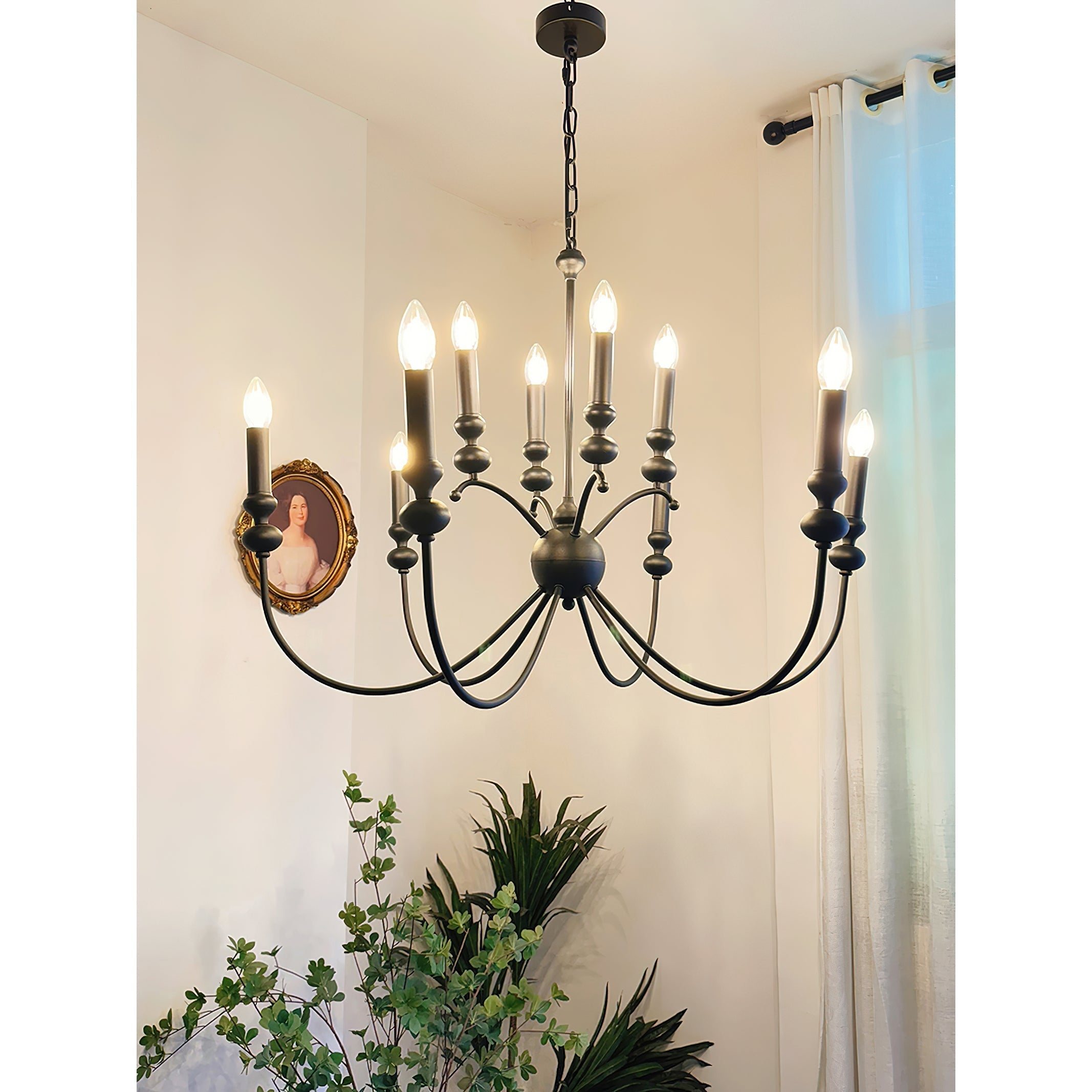 Crest Chandelier Métal Noir Industriel Vintage Premium - Neutralighting