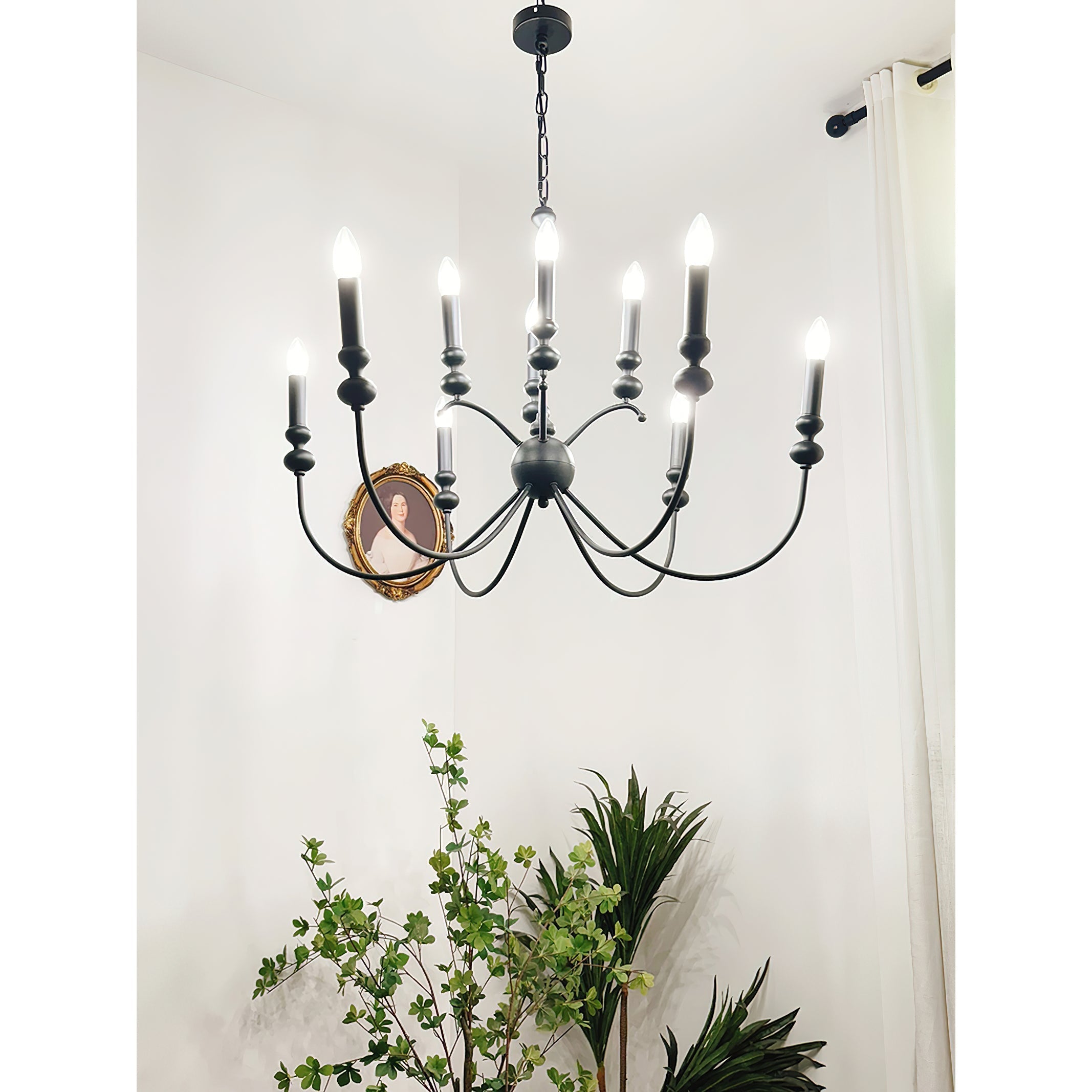 Crest Chandelier Métal Noir Industriel Vintage Premium - Neutralighting