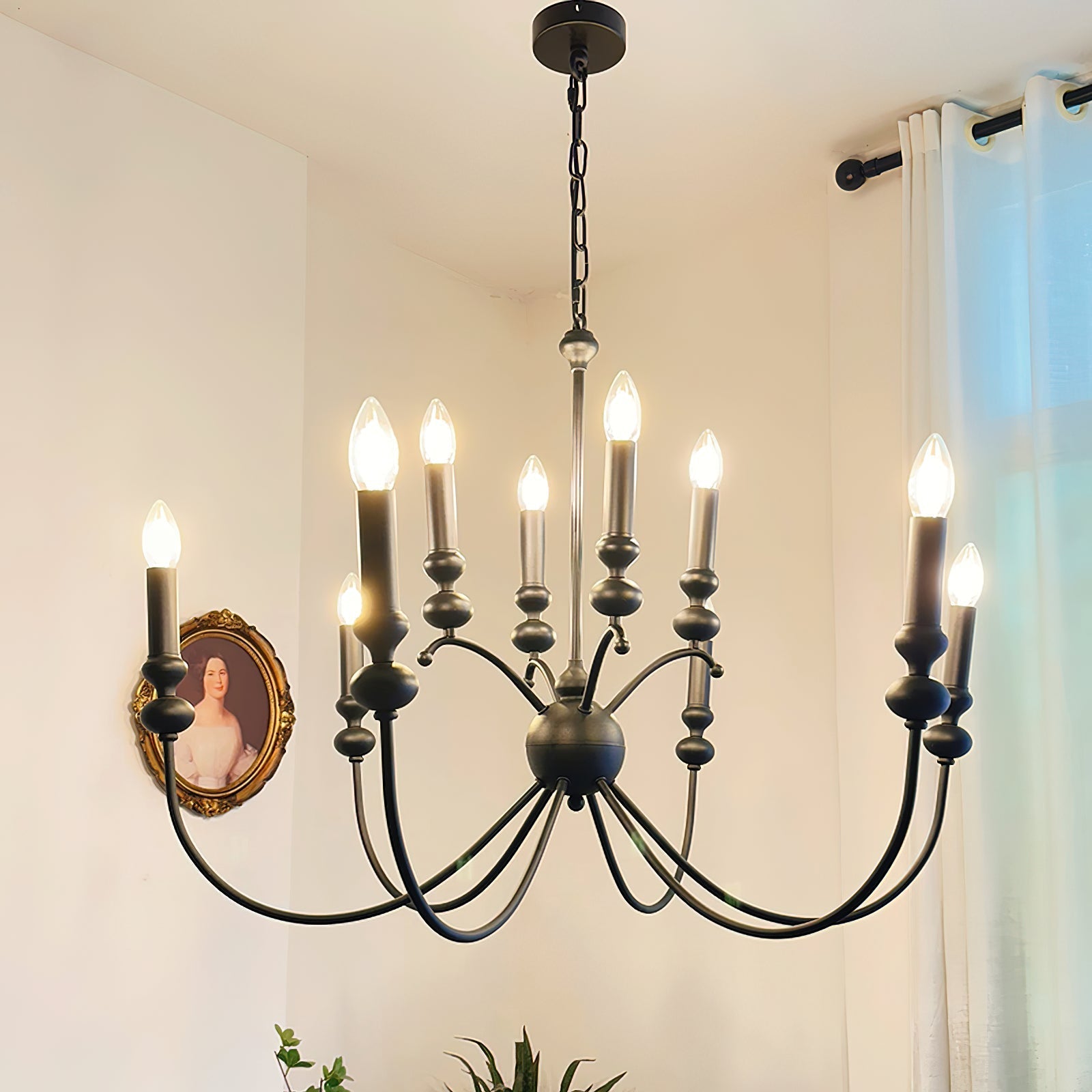 Crest Chandelier Métal Noir Industriel Vintage Premium - Neutralighting