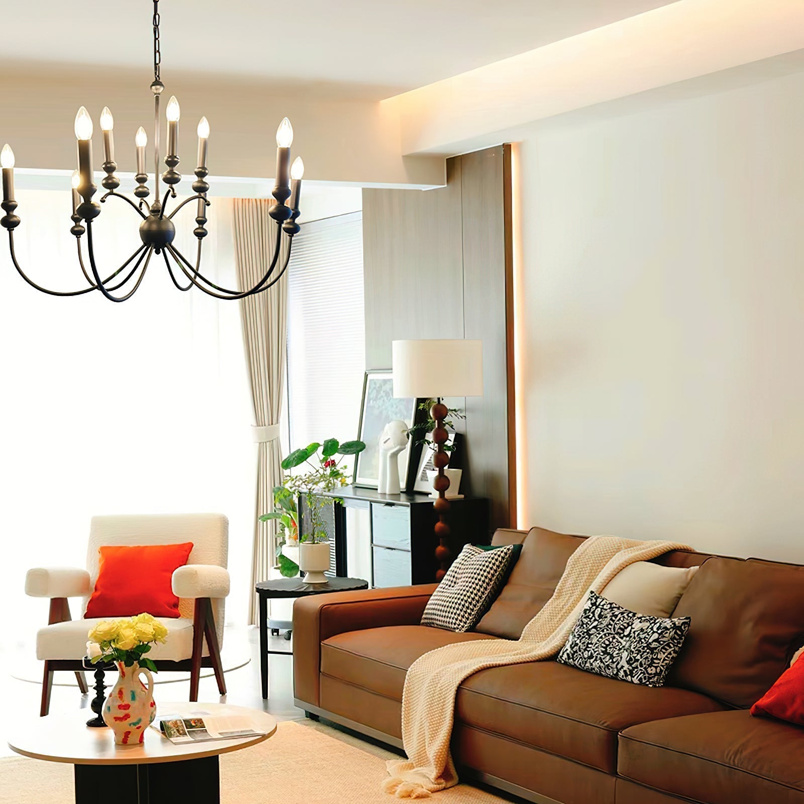 Crest Chandelier Métal Noir Industriel Vintage Premium - Neutralighting
