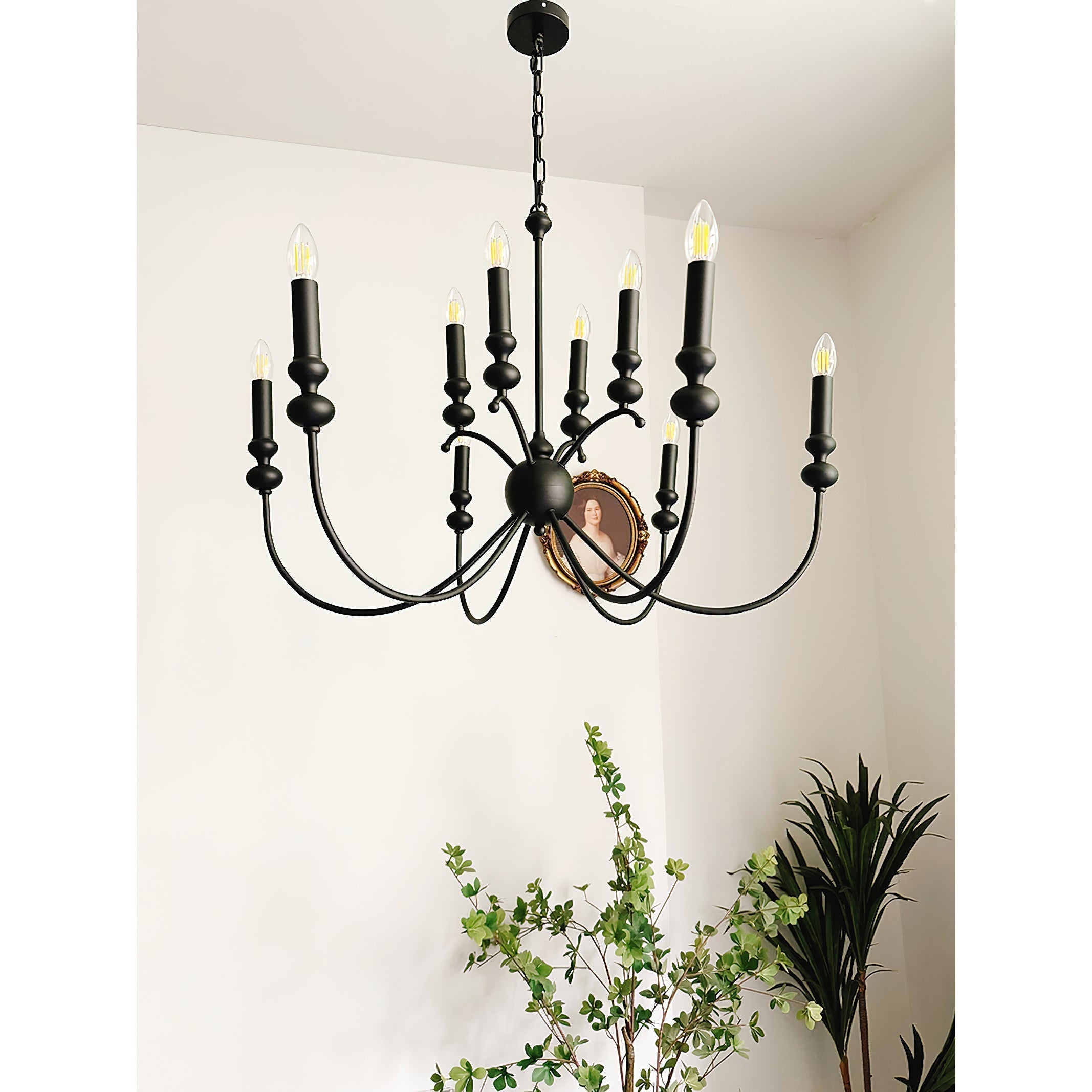 Crest Chandelier Métal Noir Industriel Vintage Premium - Neutralighting