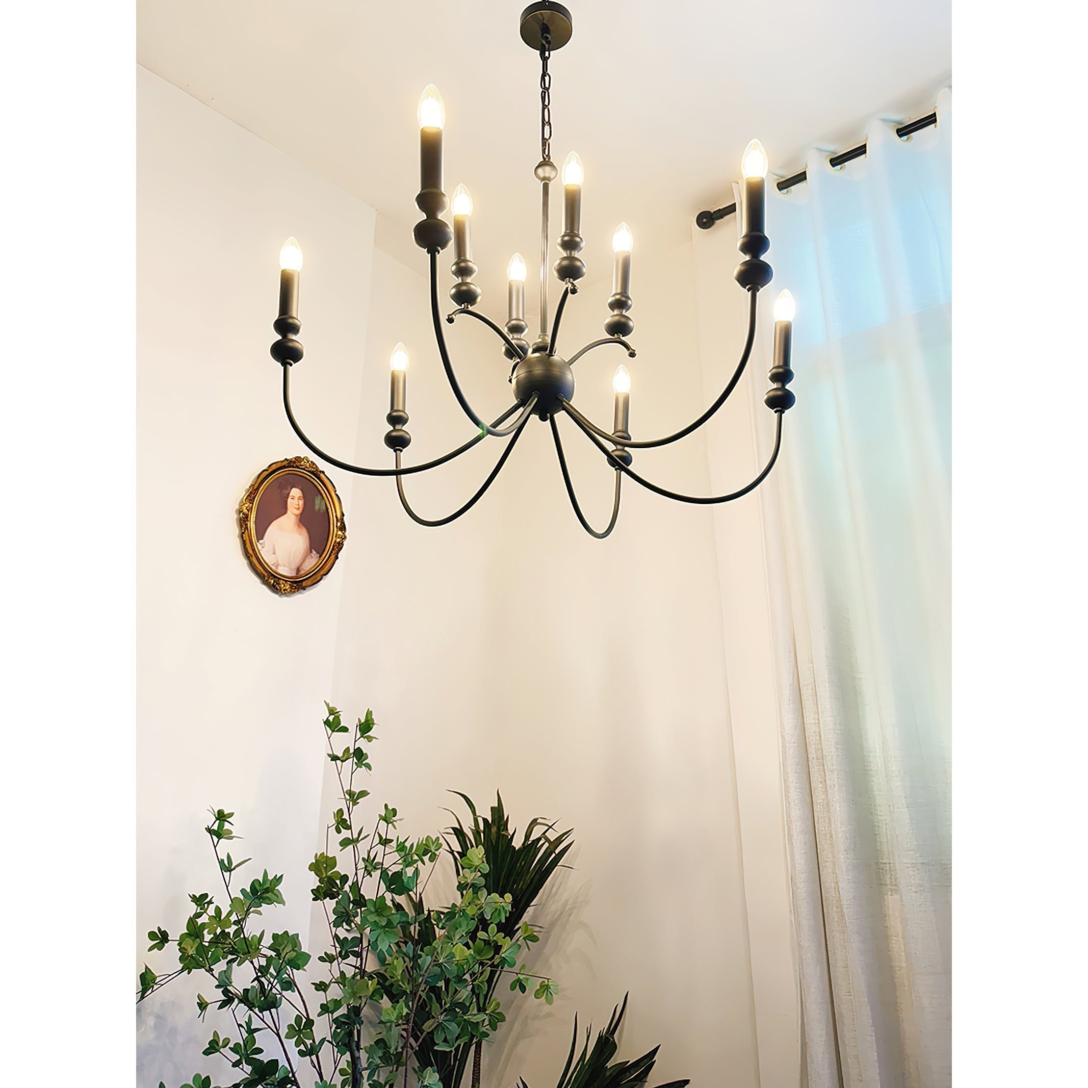 Crest Chandelier Métal Noir Industriel Vintage Premium - Neutralighting
