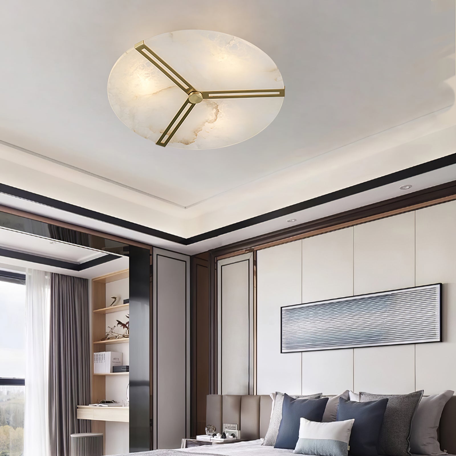 Aveline Alabaster Flush Mount Ceiling Light - Letslighting