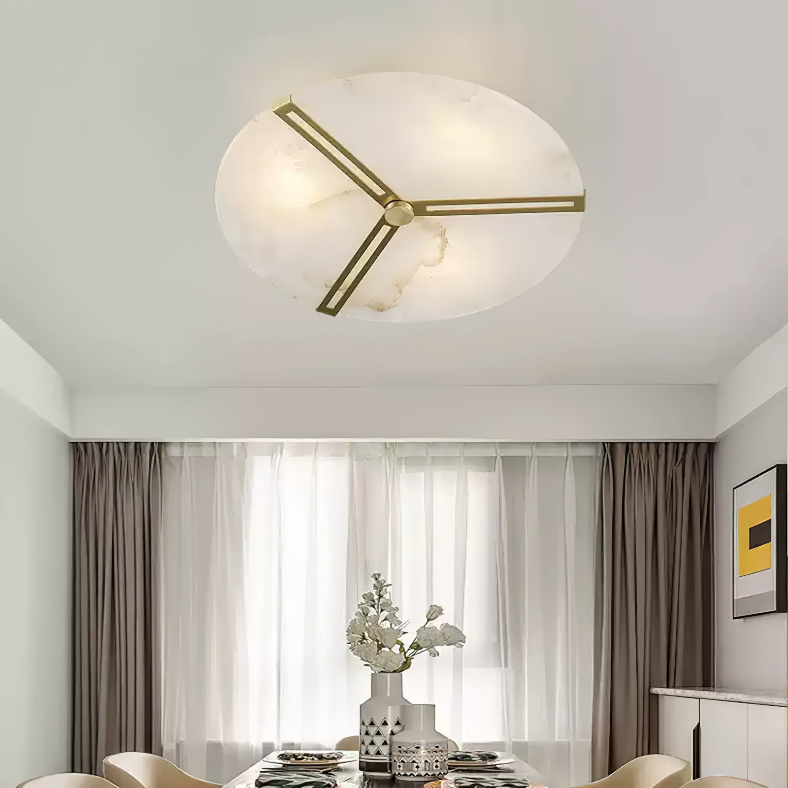 Aveline Alabaster Flush Mount Ceiling Light - Letslighting