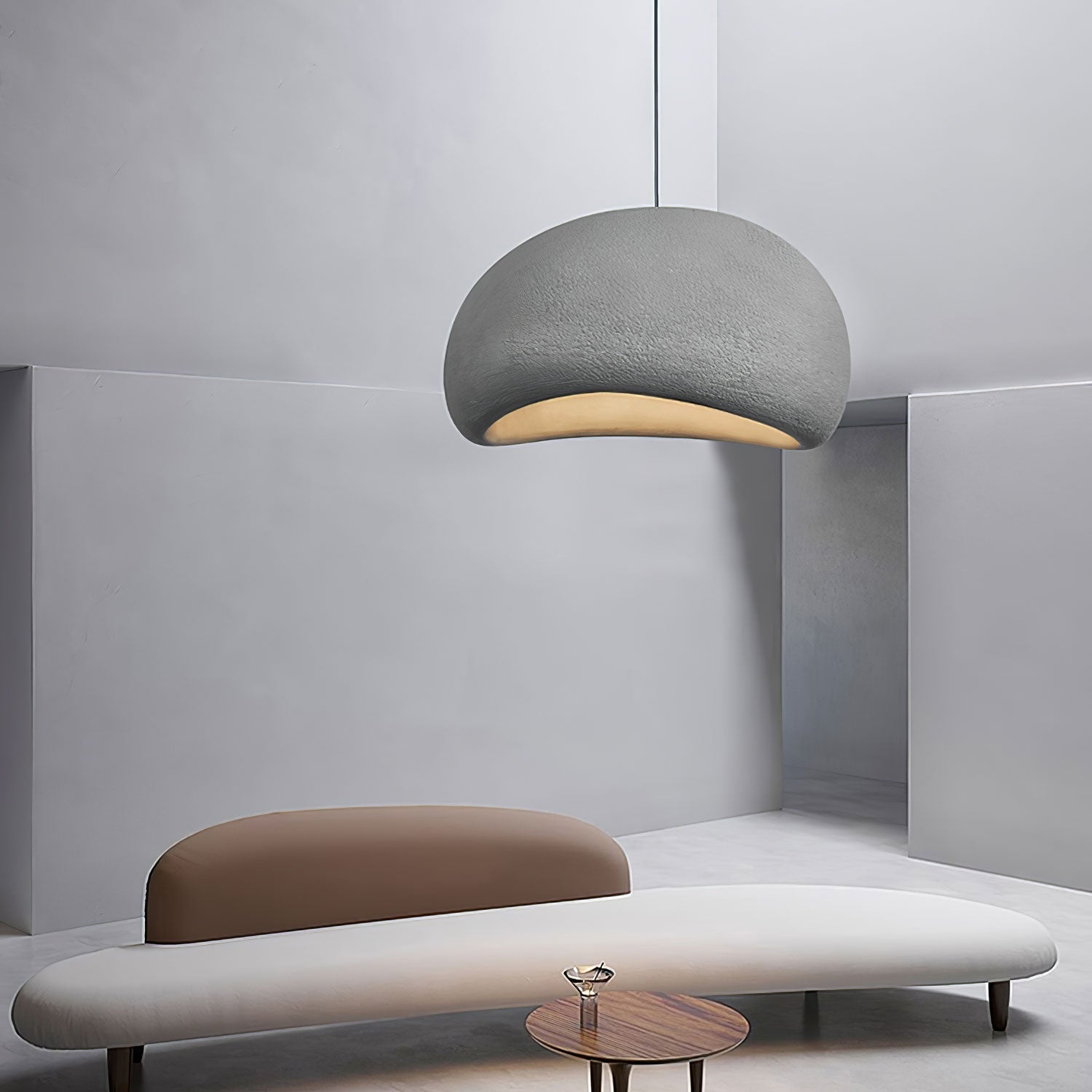 Solara Pendant Lamp Plaster Half Dome Plug In Wabi Sabi - Neutralighting