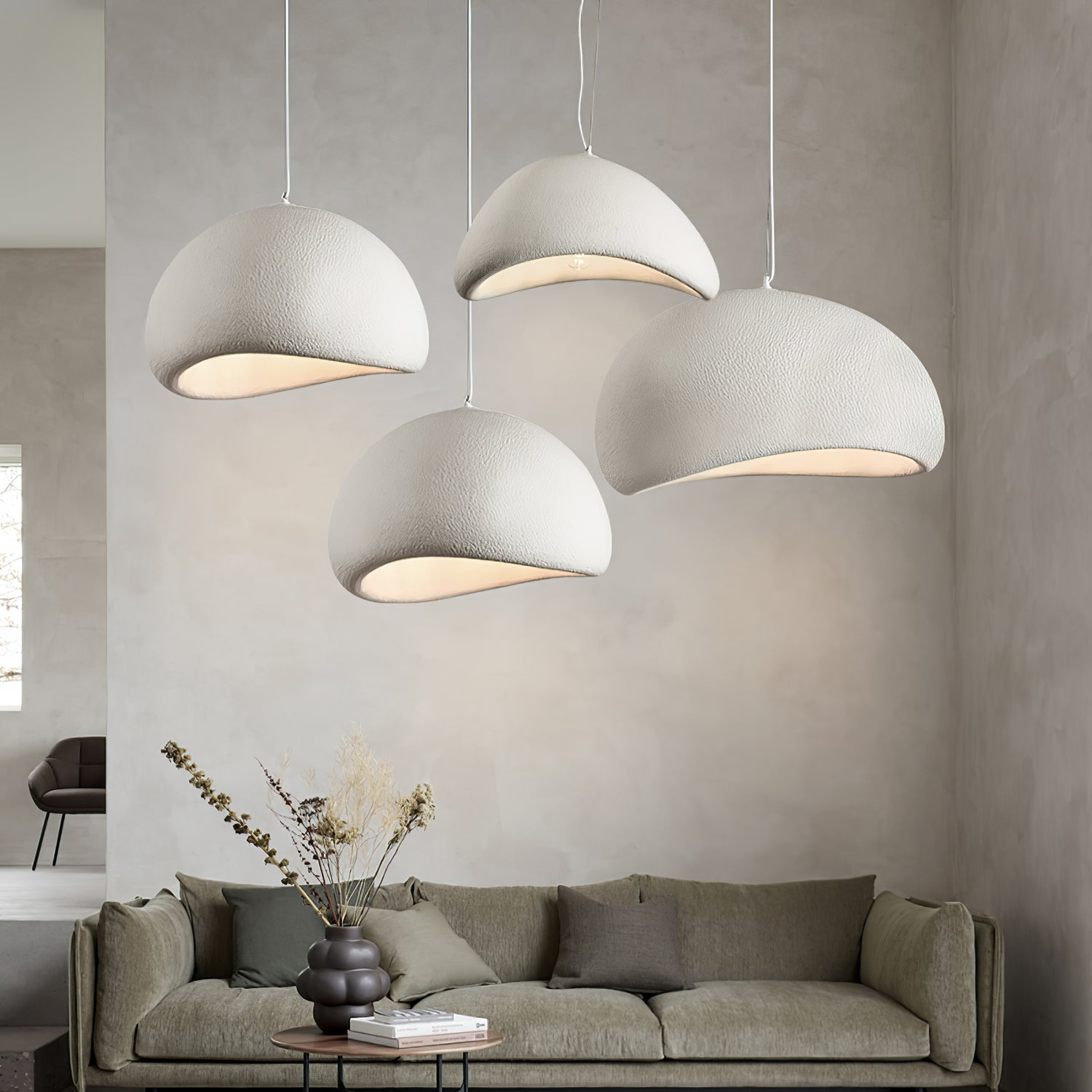 Solara Pendant Lamp Plaster Half Dome Plug In Wabi Sabi - Neutralighting