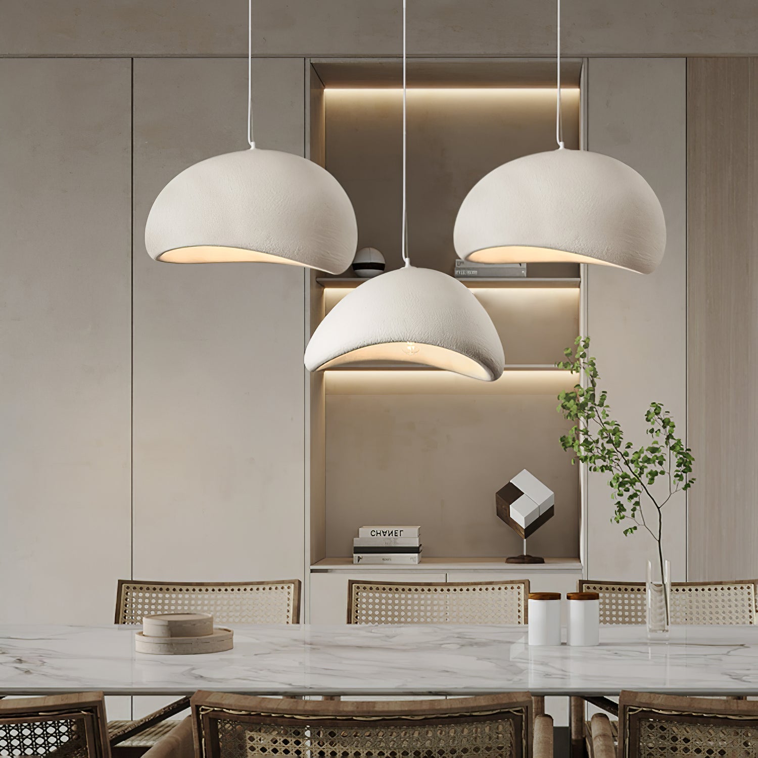 Solara Pendant Lamp Plaster Half Dome Plug In Wabi Sabi - Neutralighting