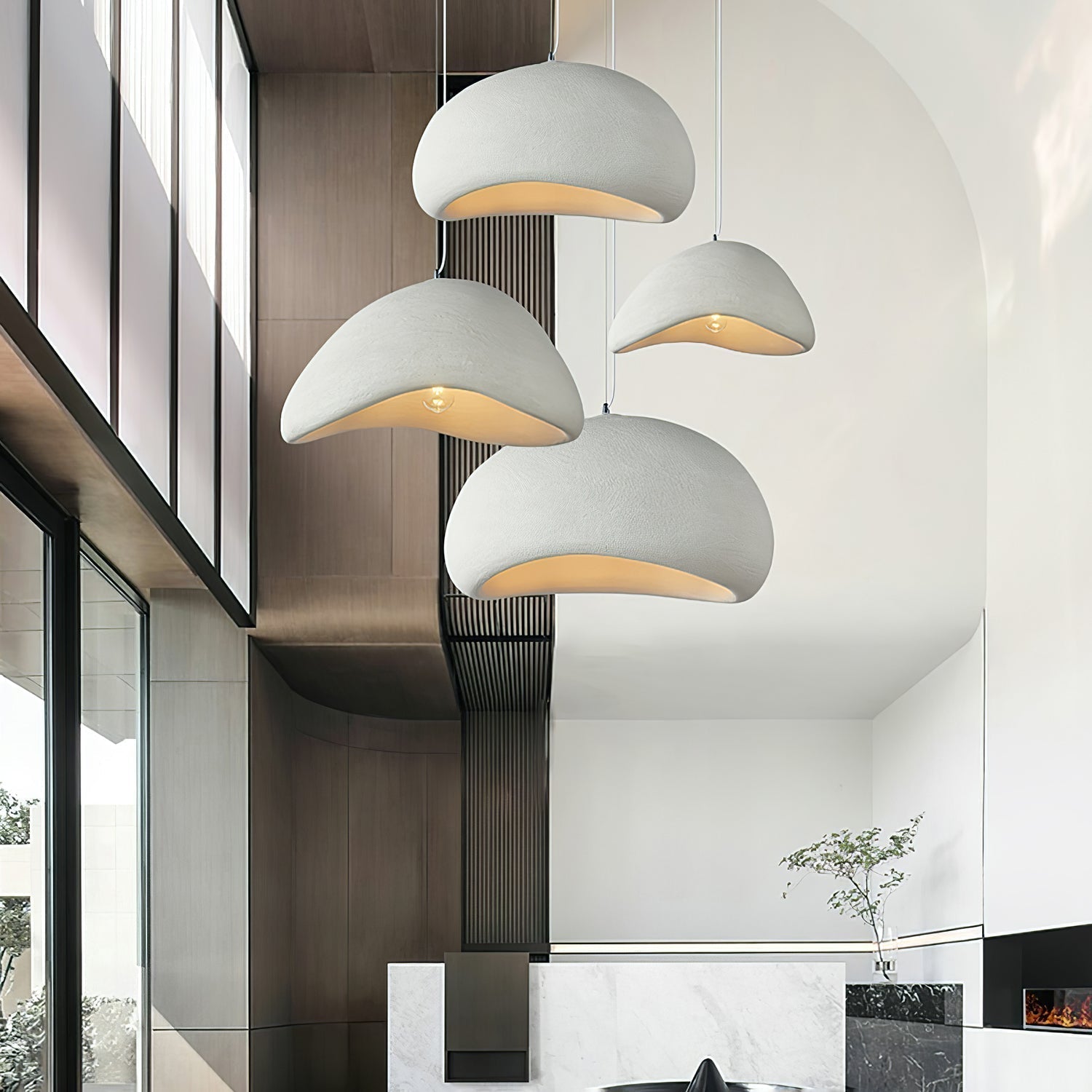 Solara Pendant Lamp Plaster Half Dome Plug In Wabi Sabi - Neutralighting