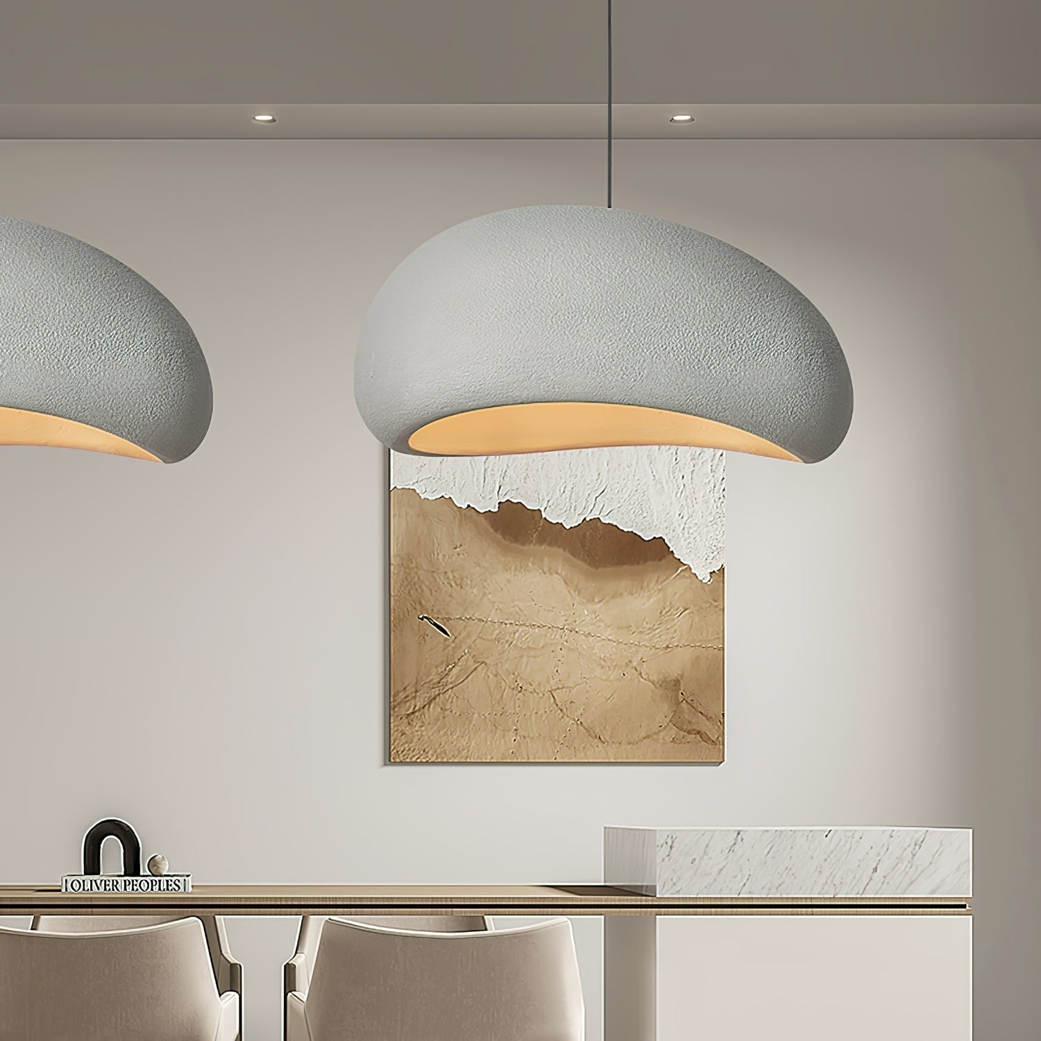 Solara Pendant Lamp Plaster Half Dome Plug In Wabi Sabi - Neutralighting